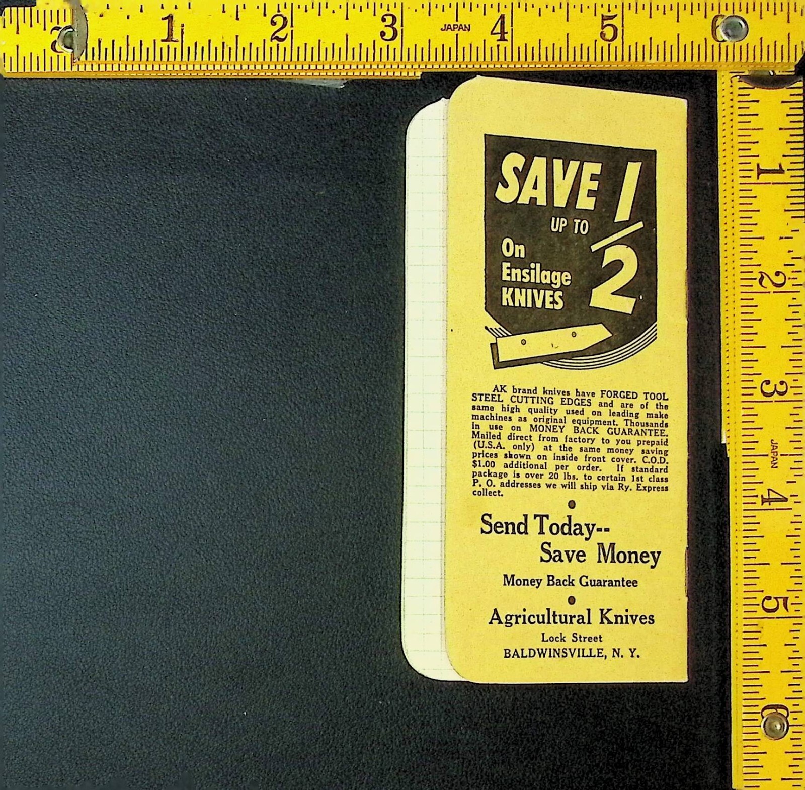 1953 Agricultural Knives Notebook & Calendar – Baldwinsville, N.Y.