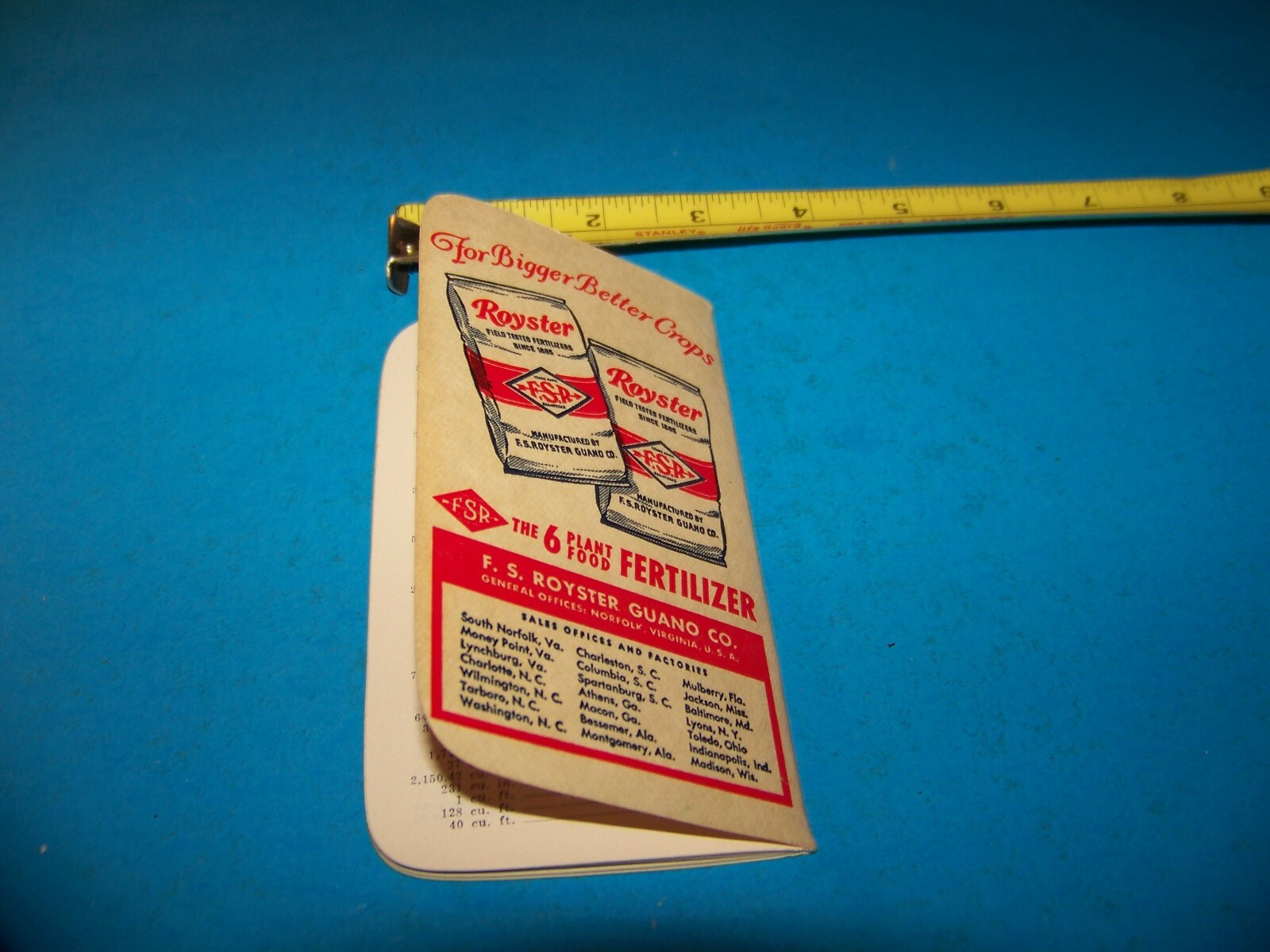 Royster Fertilizer “Daily Reminder” Memo Booklet 1957 F.S. Royster Guano Comp.