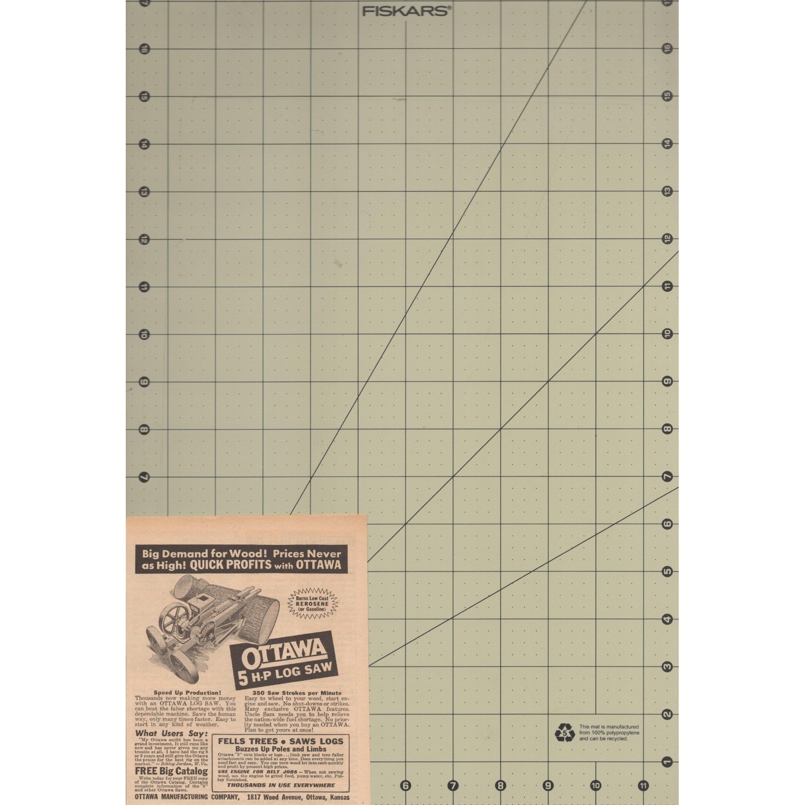 Ottawa 5 HP Log Saw Farming Logging Equipment Ottawa KS Vintage Print Ad 1945