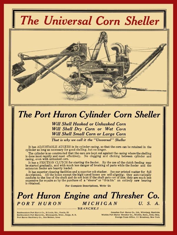 1907 Port Huron Engine & Thresher Sheller NEW METAL SIGN: 9×12, Free Shipping
