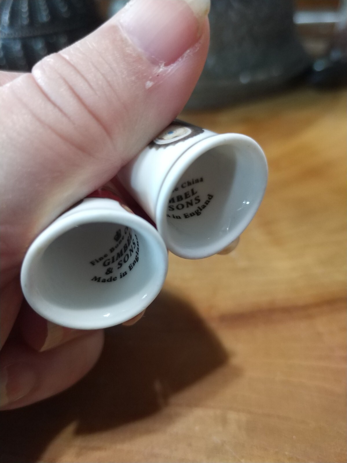 2 Vintage farm tractors thimbles. Gimbel and sons bone china England