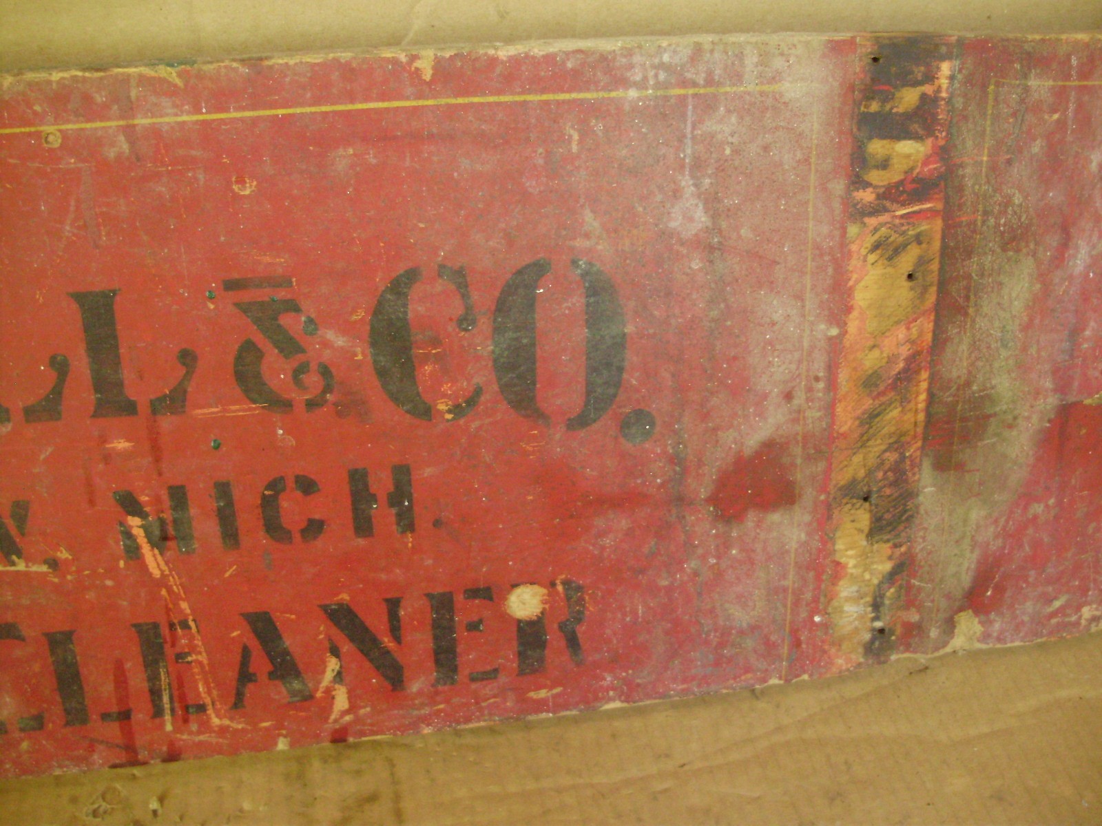 A.T. Ferrell Sign / Stenciling From A Clipper Fanning Mill, 44-3/4″ x 11-3/4″