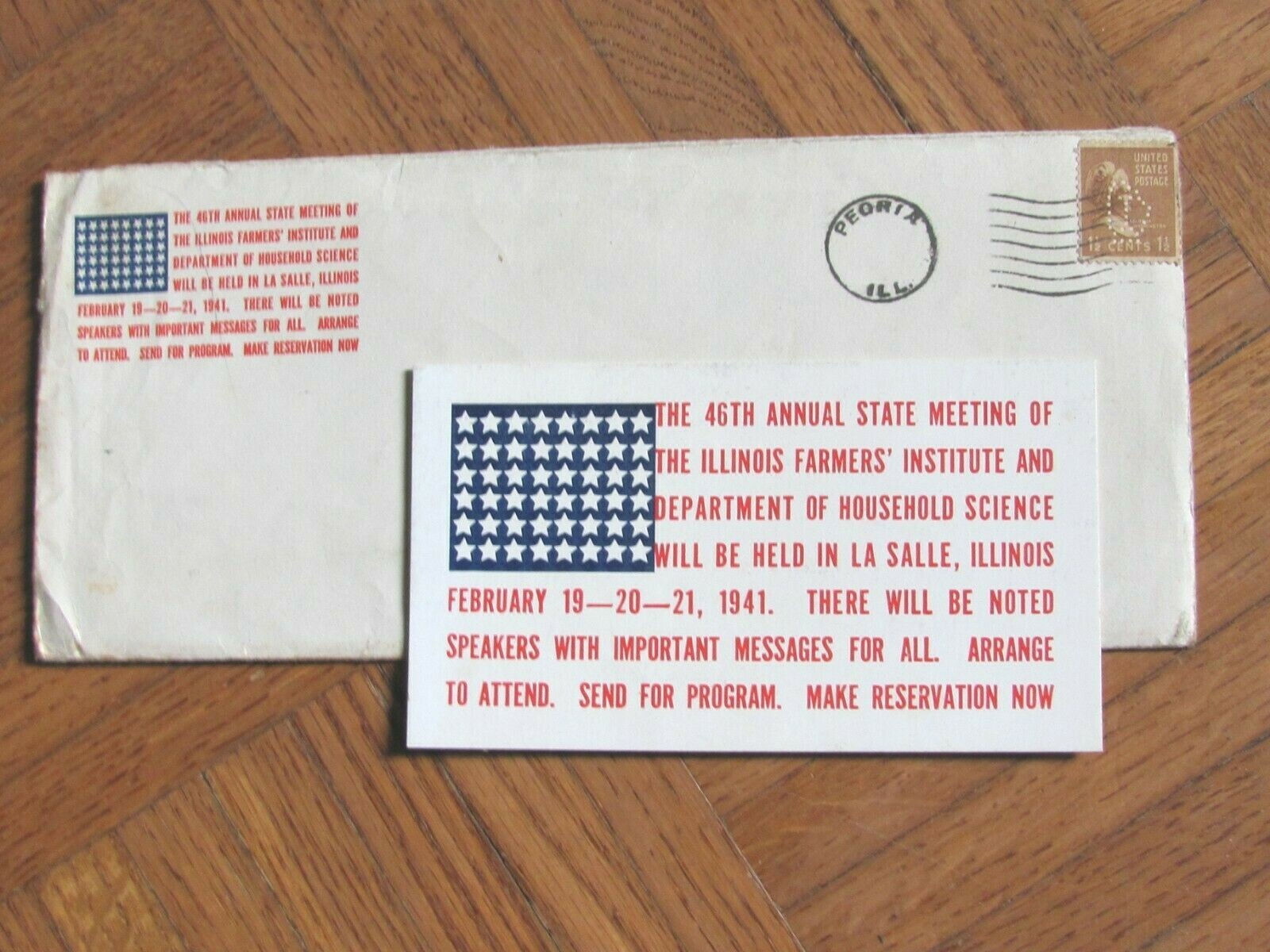 1941 ILLINOS FARMERS INSTITUTE CONVENTION LaSALLE BROCHURE , PROGRAM , CARD
