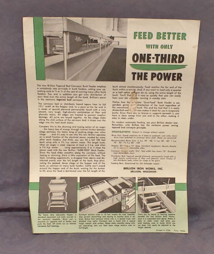 “New, And Only Brillion Super Feed Bunk Feeders Have It…” Tapered Bed Conveyor