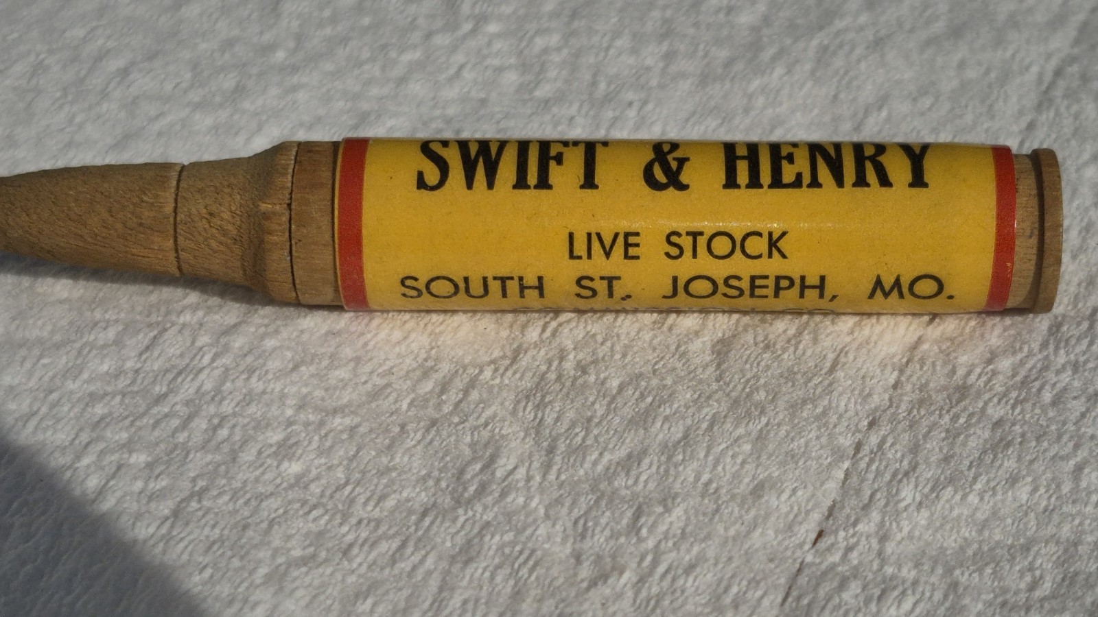 “SWIFT & HENRY Live Stock South St. Joseph Mo. Commission Co.”WOOD Bullet Pencil