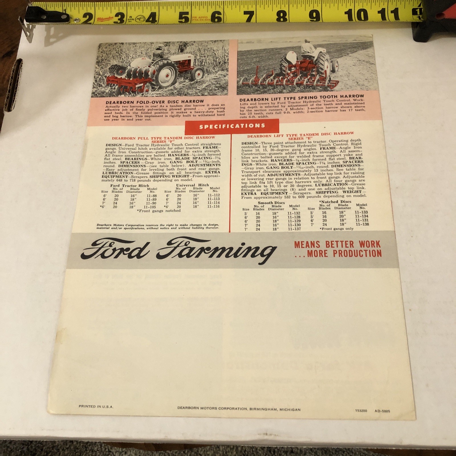 Ford Tractor Disk Harrow For 1953 Brochure