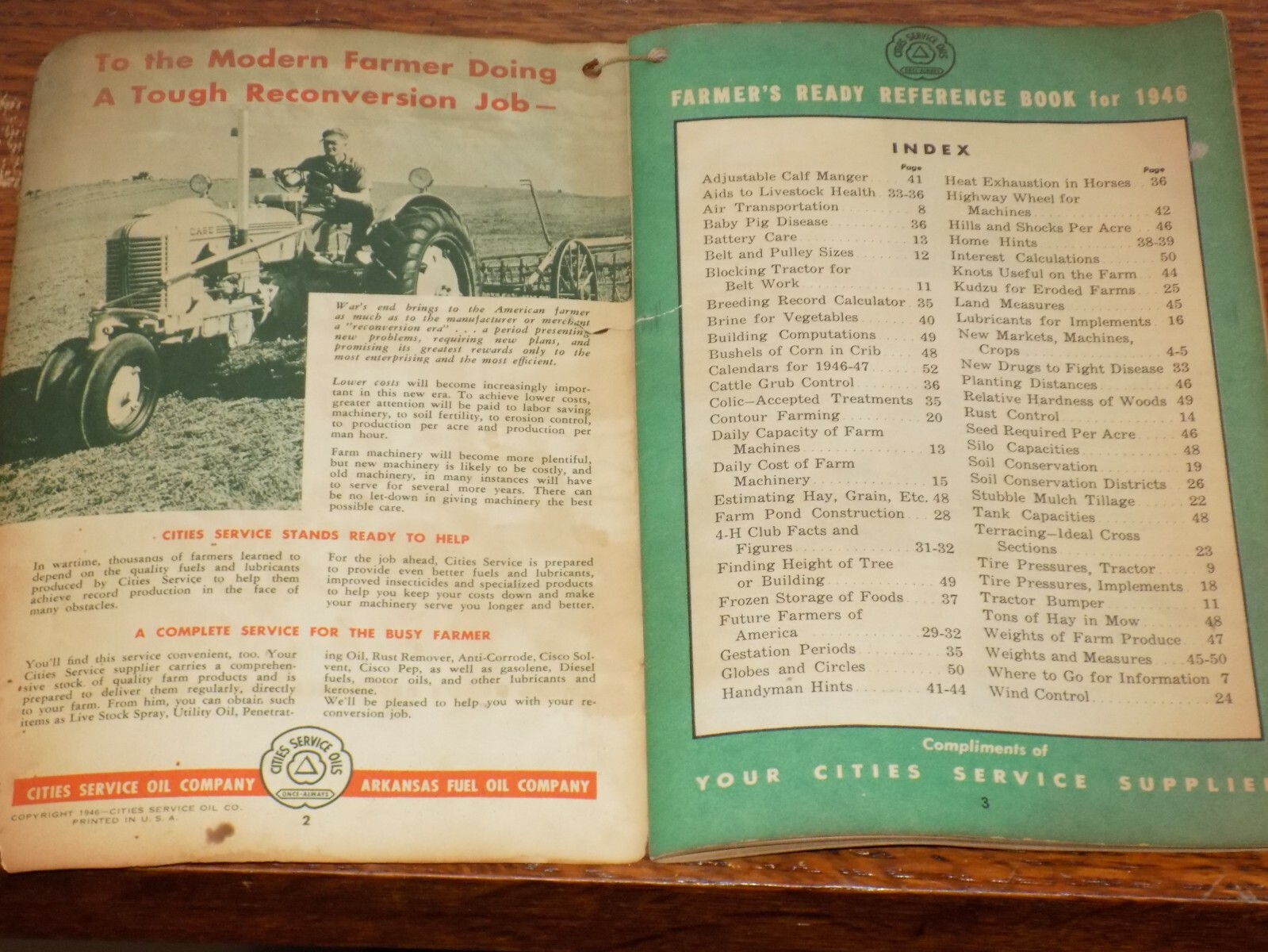Vintage 1946-47 The Farm Book Cities Services Oils Booklet