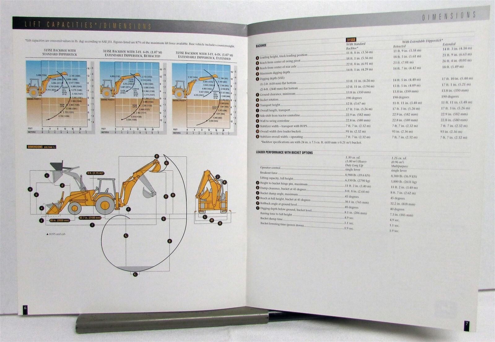 1997 John Deere 315 SE Backhoe Loader Specifications Construction Sales Brochure