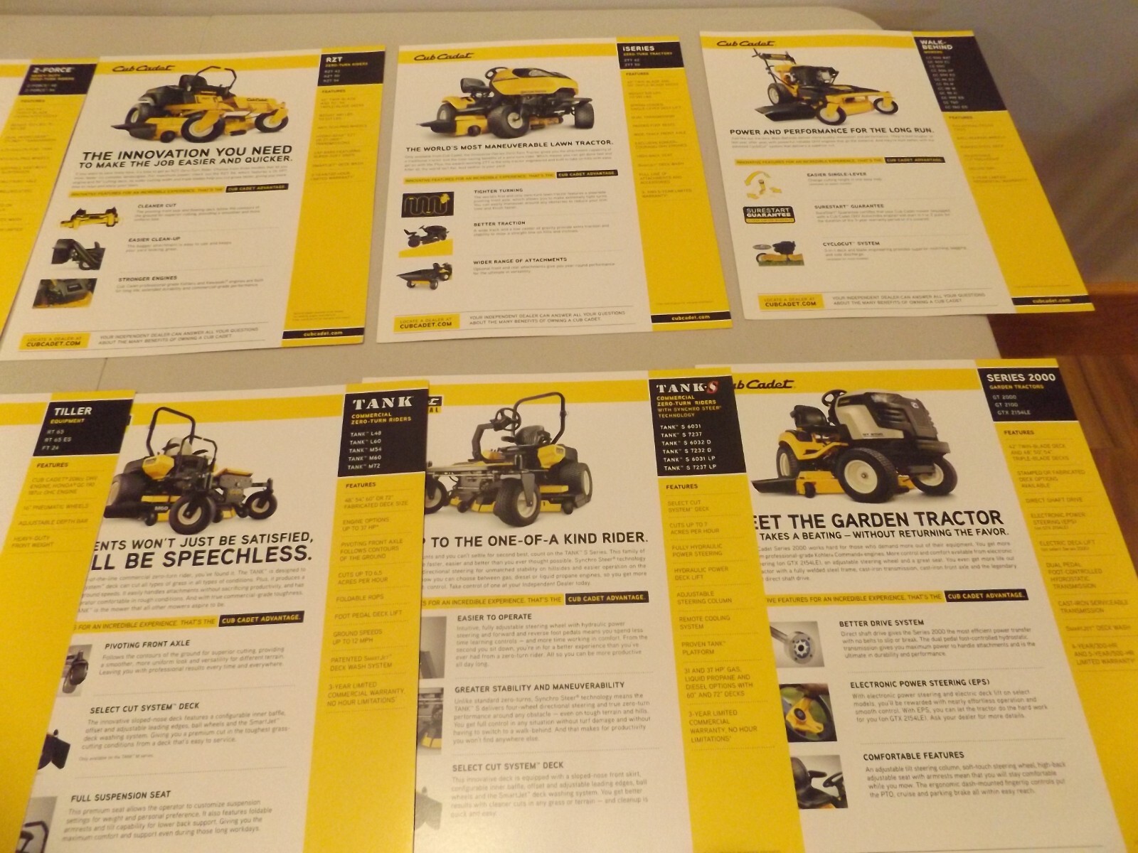 11-pc. CUB CADET MOWERS, TRACTORS, WALK-BEHIND MOWERS, 2011