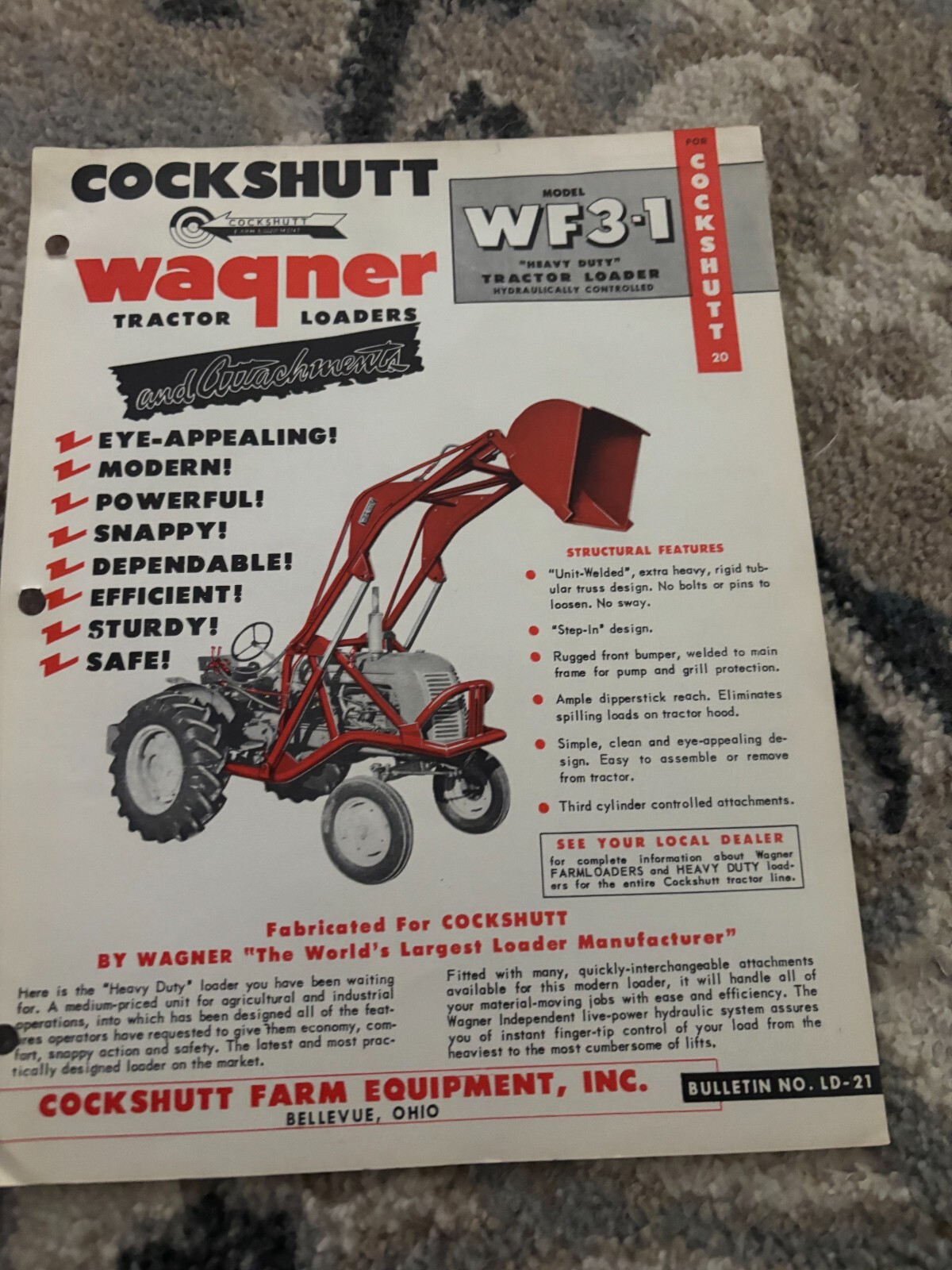 Wagner WF3-1 Loader For Cockshutt 20 Tractor Brochure FCCA25