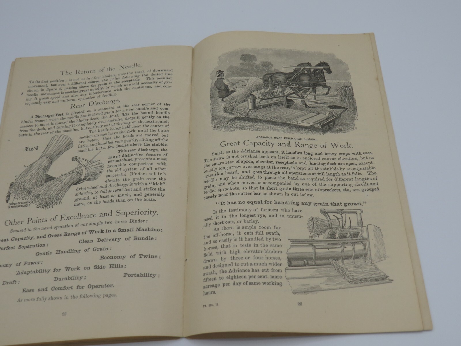 Vintage 1895 ADRIANCE BUCKEYE Harvesting Binder sales Brochure Catalog ORIGINAL