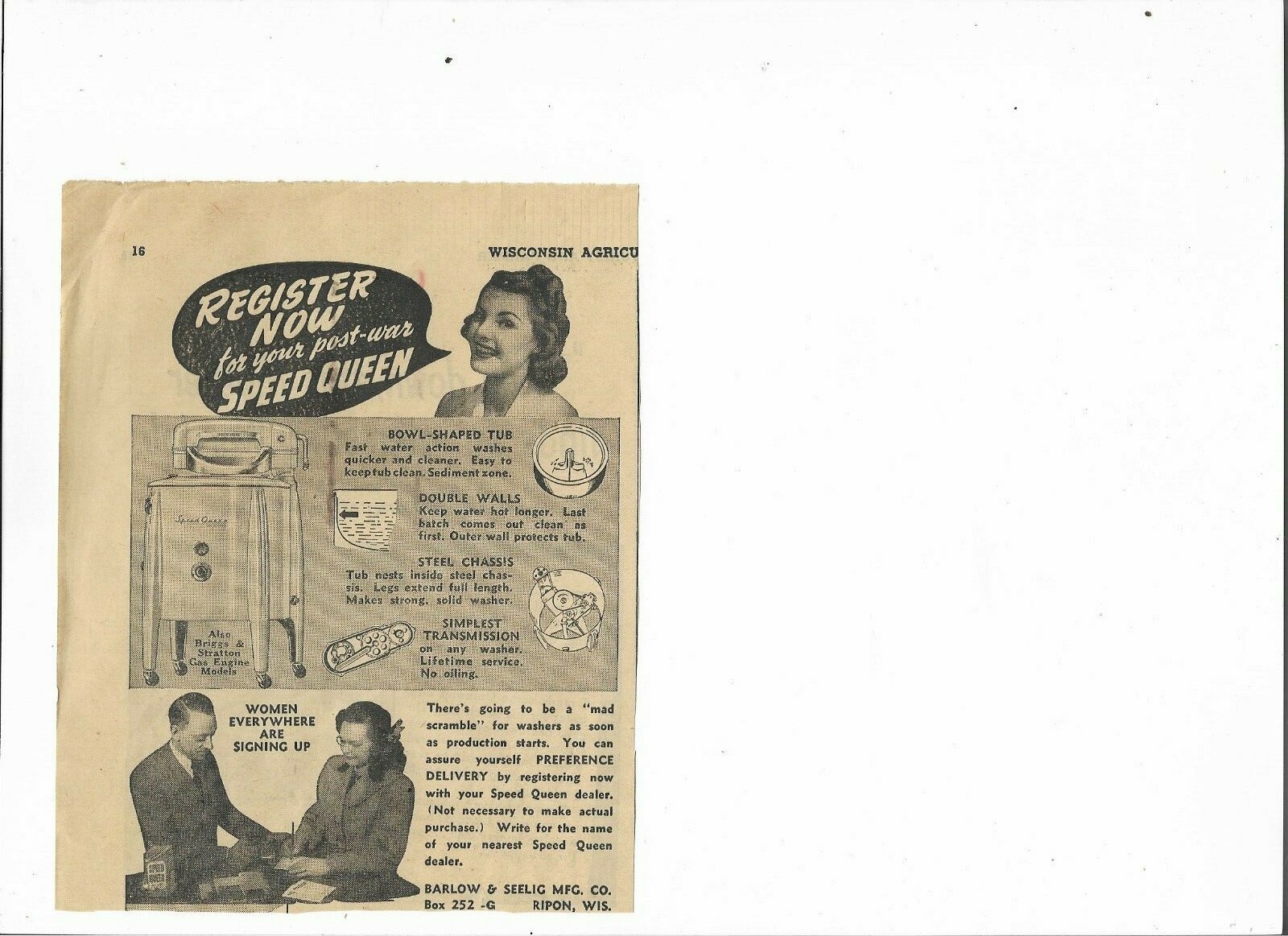 Wisconsin 1944 Agriculture Farm Household 12 ads New Idea Hinman Monarch Ball