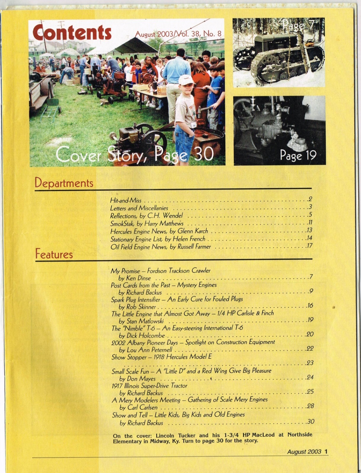 GAS ENGINE magazine August 2003, McLeod, Illinios Tractor