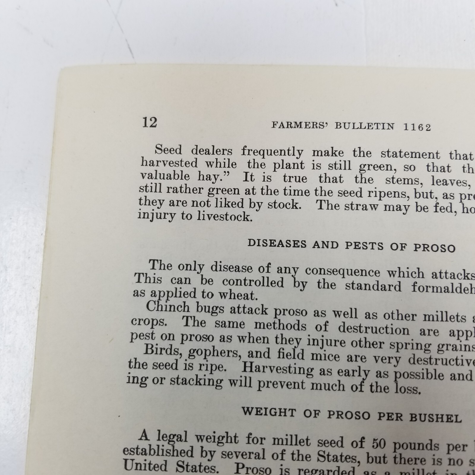 Proso Hog Millet 1937 Farmers’ Bulletin Booklet 1162 USDA Photos Charts