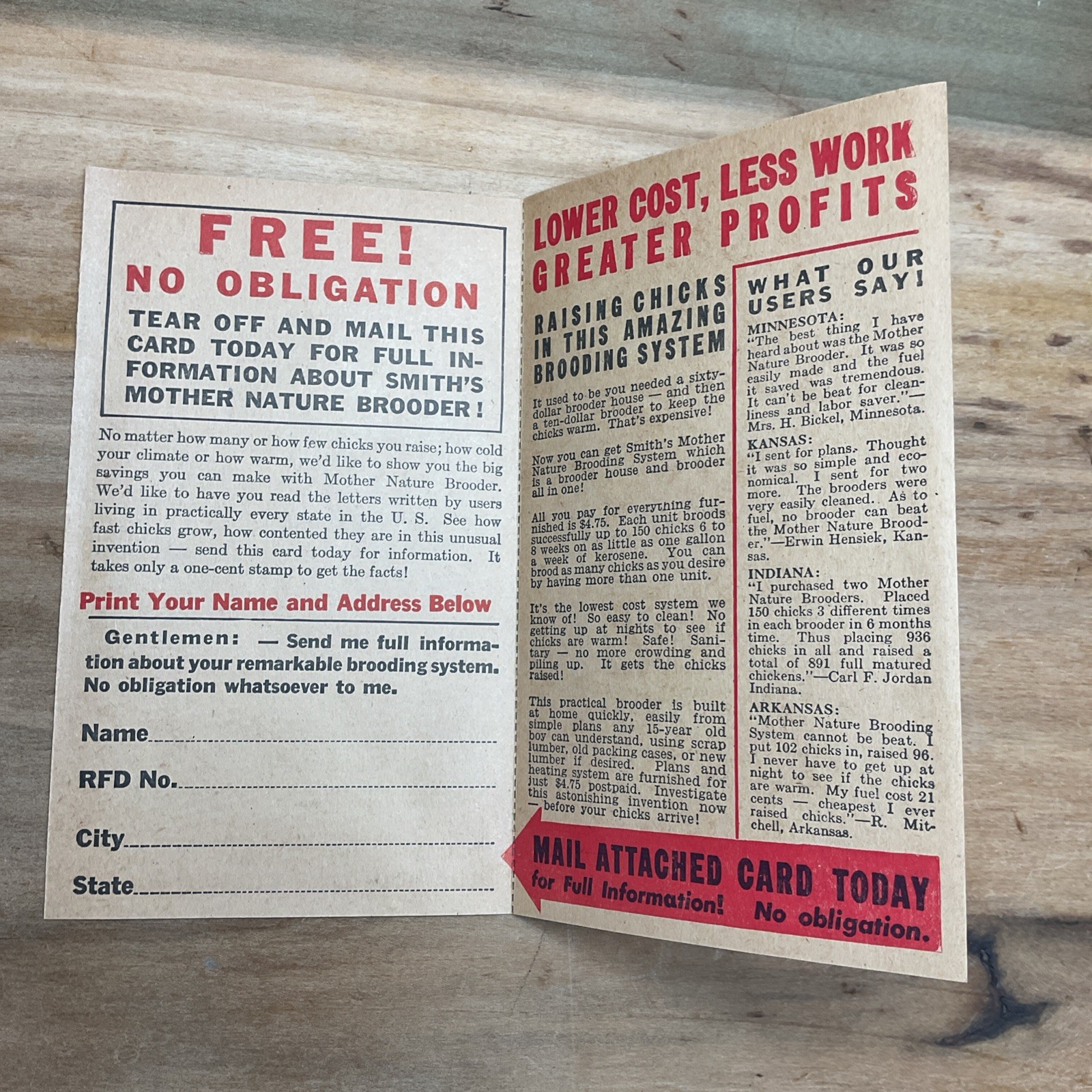 1940s Berry Bros Hatchery Post card Order Form Smiths Mother Nature Brooder B26