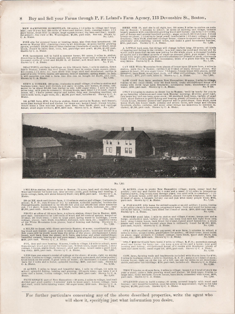 P. F. Leland’s Farm Agency, Boston, Mass. Property Add Circular No. 44, ca 1890