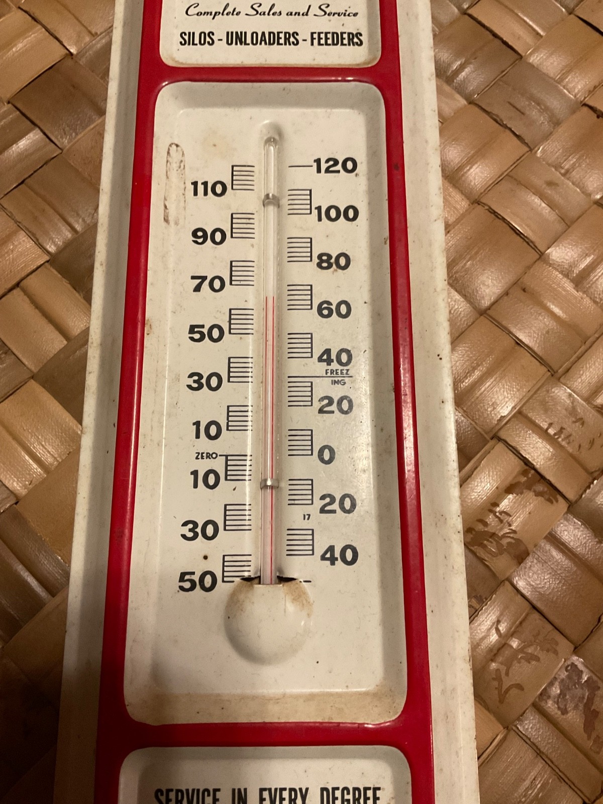 Vintage Tin Thermometer Mast-Lepley Silo Ohio Farm Grain Feeders Unloaders 13″X4