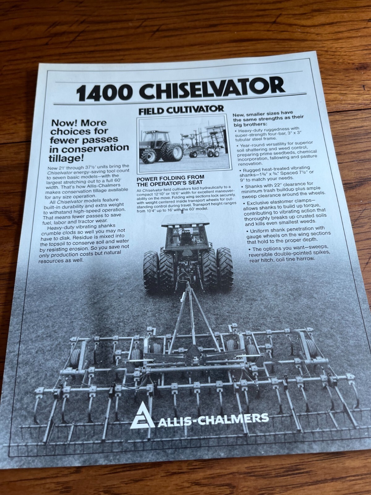 Allis Chalmers 1400 Chiselvator For 1989 Brochure FCCA