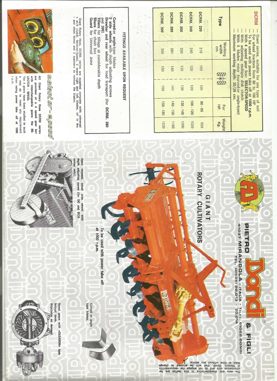 Original Dondi Series DCRM Giant Rotary Cultivators Sales Brochure Spec Sheet