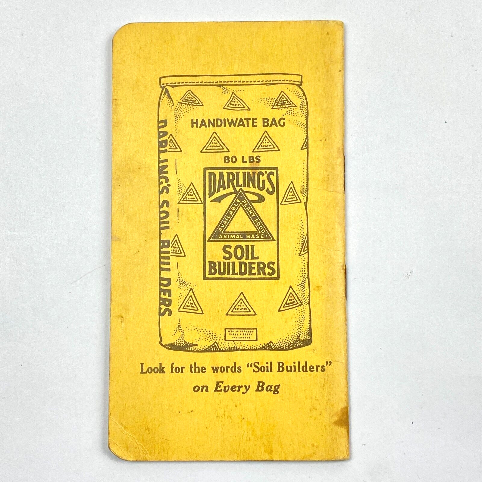 1939 Darling’s Soil Builders Note Pad Pocket Calendar Memo Fertilizer US Vintage