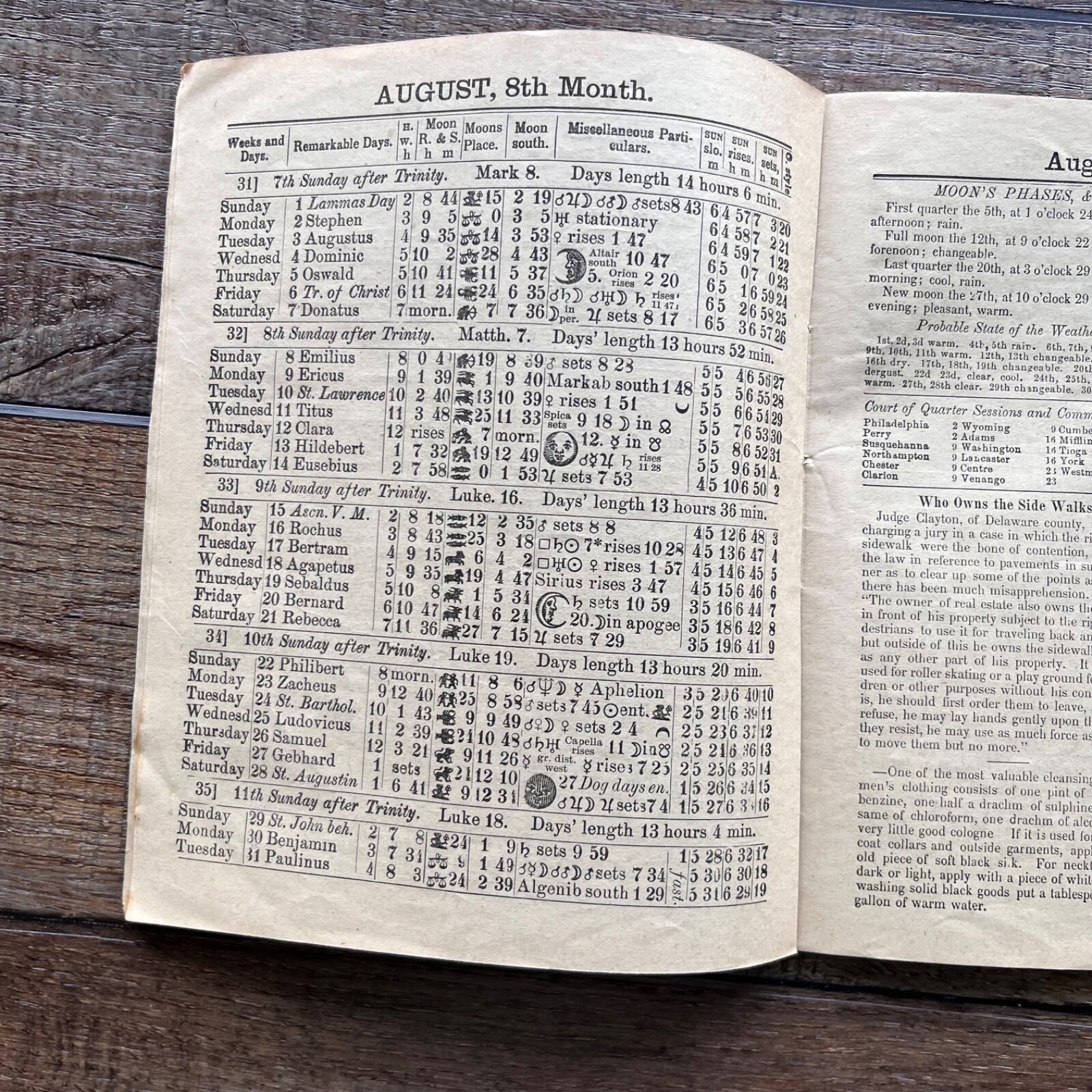 1897 John Baer’s Sons¹ Agricultural Almanac Lancaster, Pennsylvania,