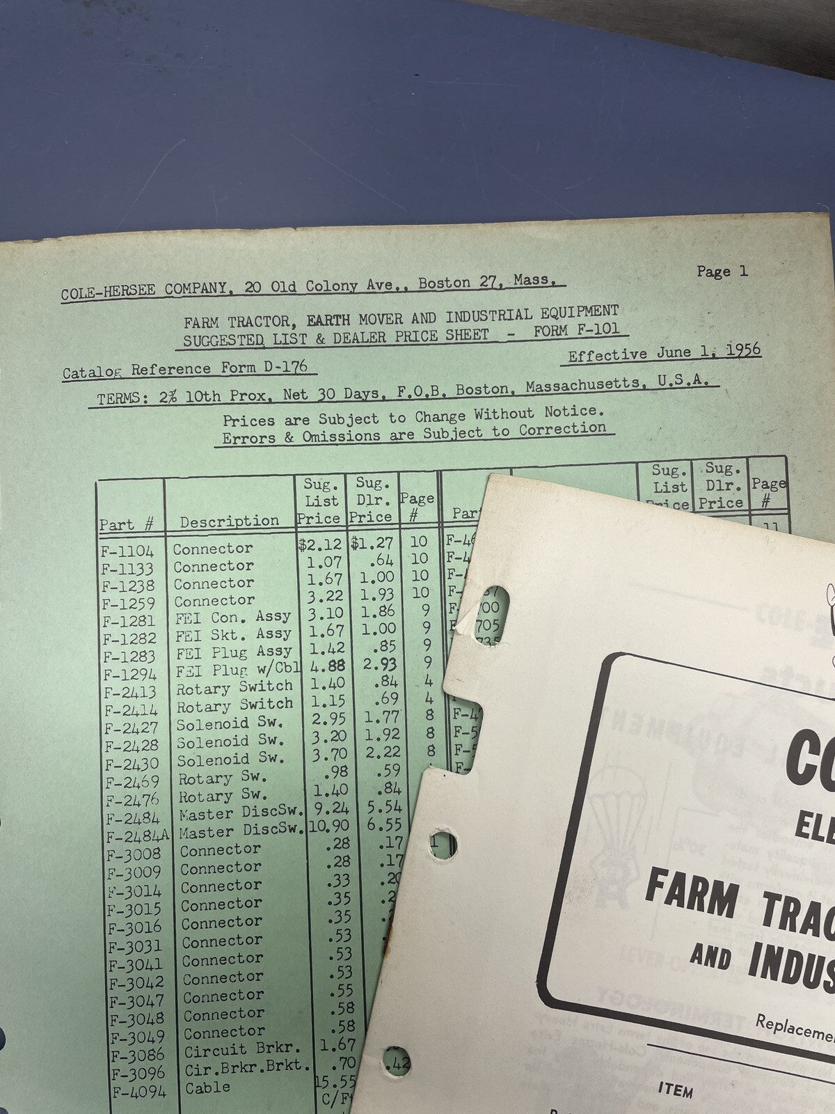 Vintage Cole-Hersee Electrical products farm tractors catalog / 1956 Price List