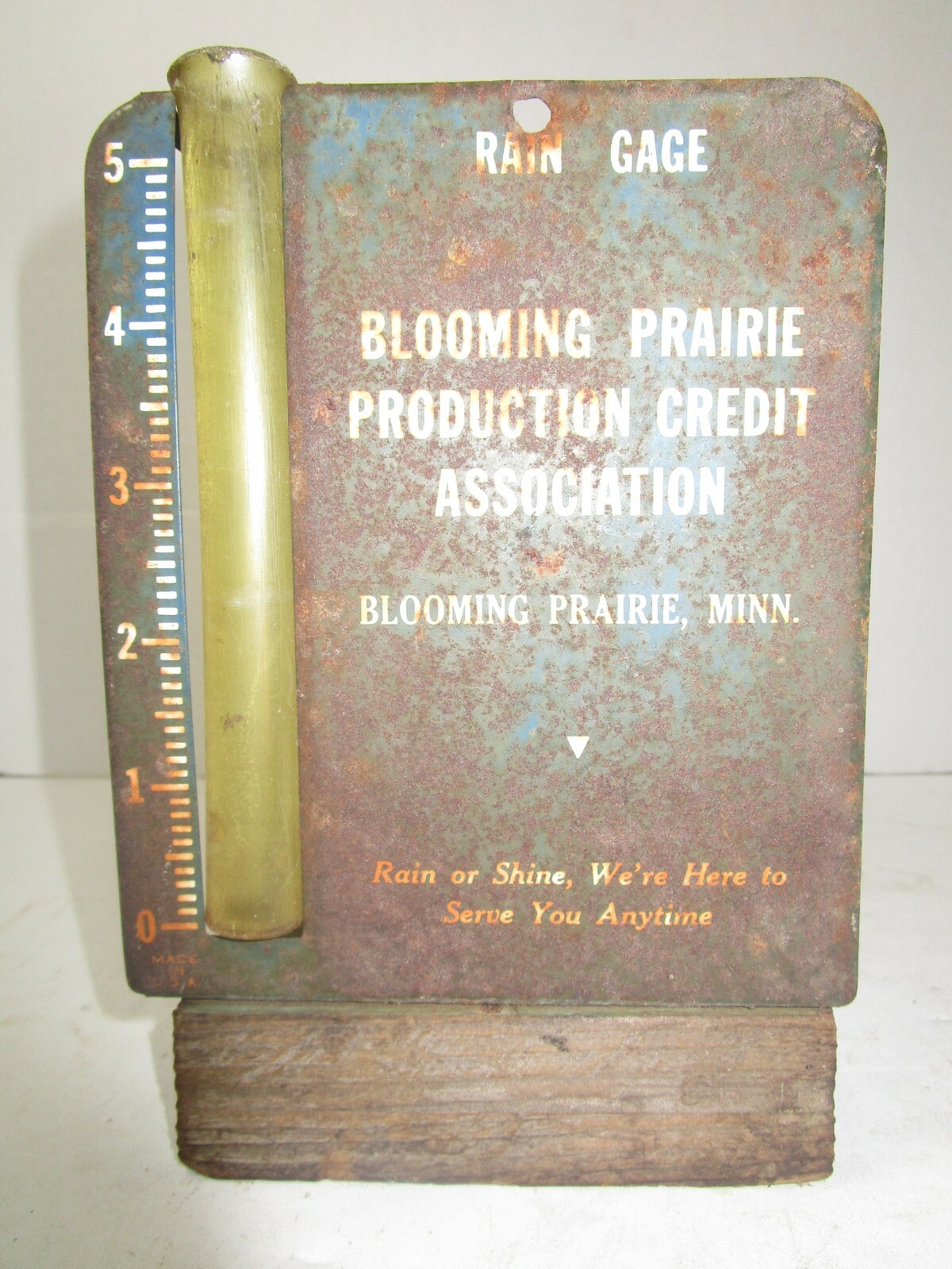 Vintage Blooming Prairie Production Credit Association Minnesota MN Rain Gauge