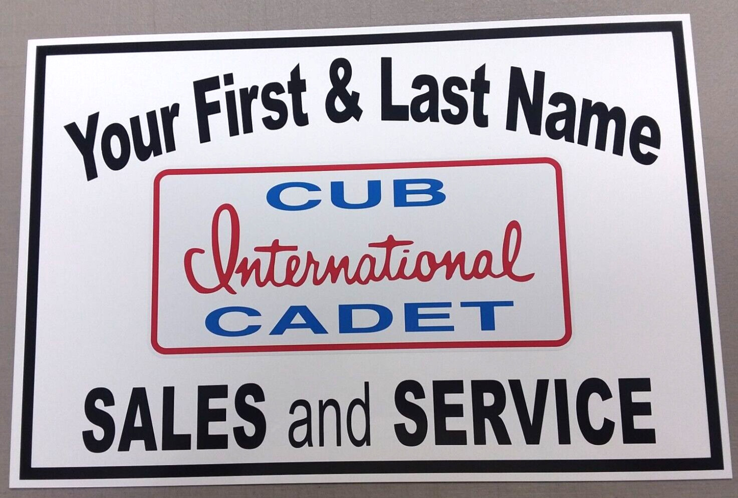 PERSONALIZED INTERNATIONAL CUB CADET ALUMINUM NAME SIGN