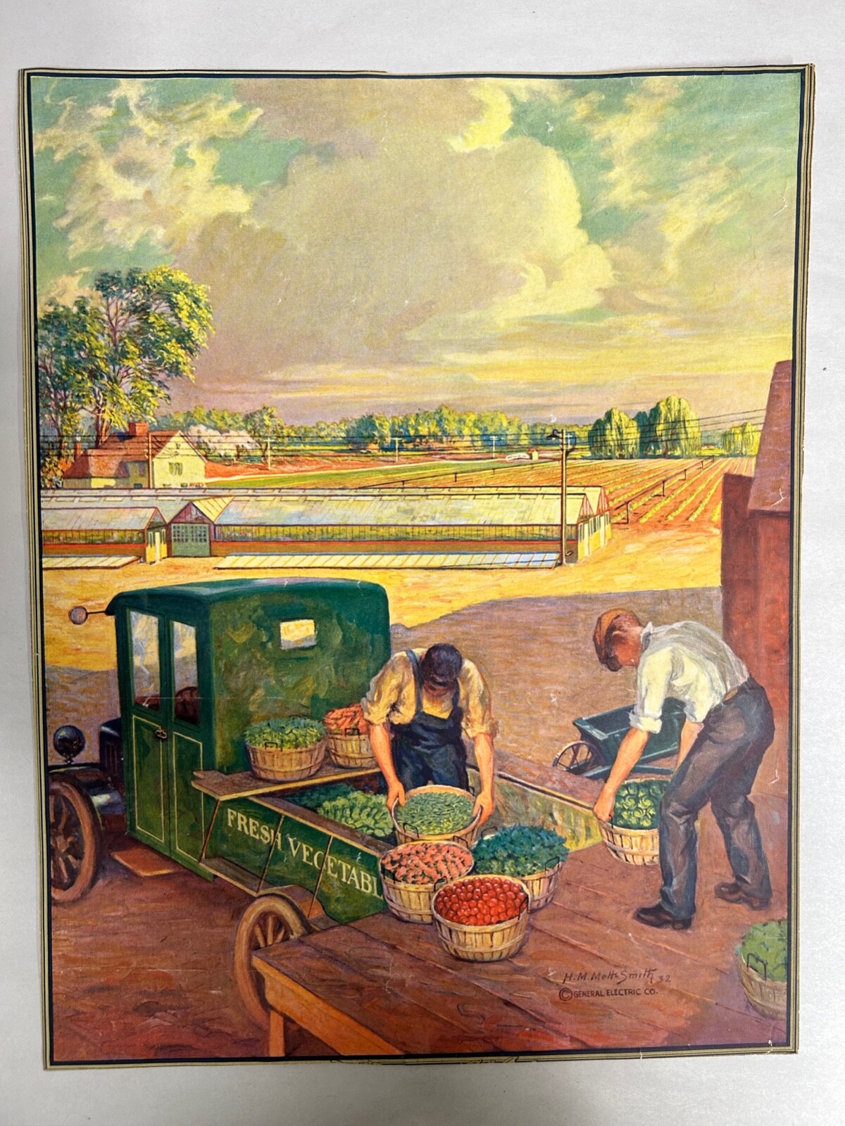 Vtg Antique General Electric Advertising H. M. Mott Smith Farming Print (A10)