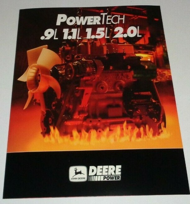 John Deere PowerTech .9L 1.1L 1.5L 2.0L Engine Sales Brochure 4/95 JD Literature