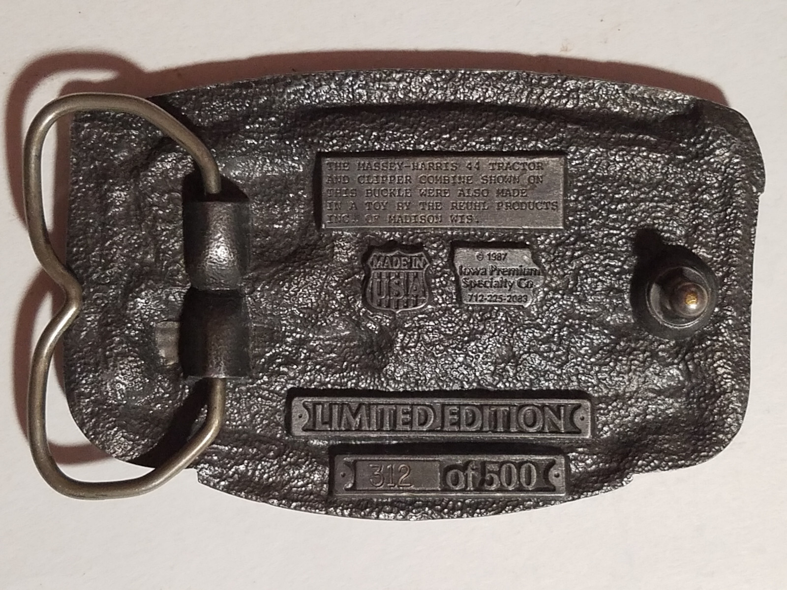 1987 Farm Toy Collector Massey Harris Belt Buckle