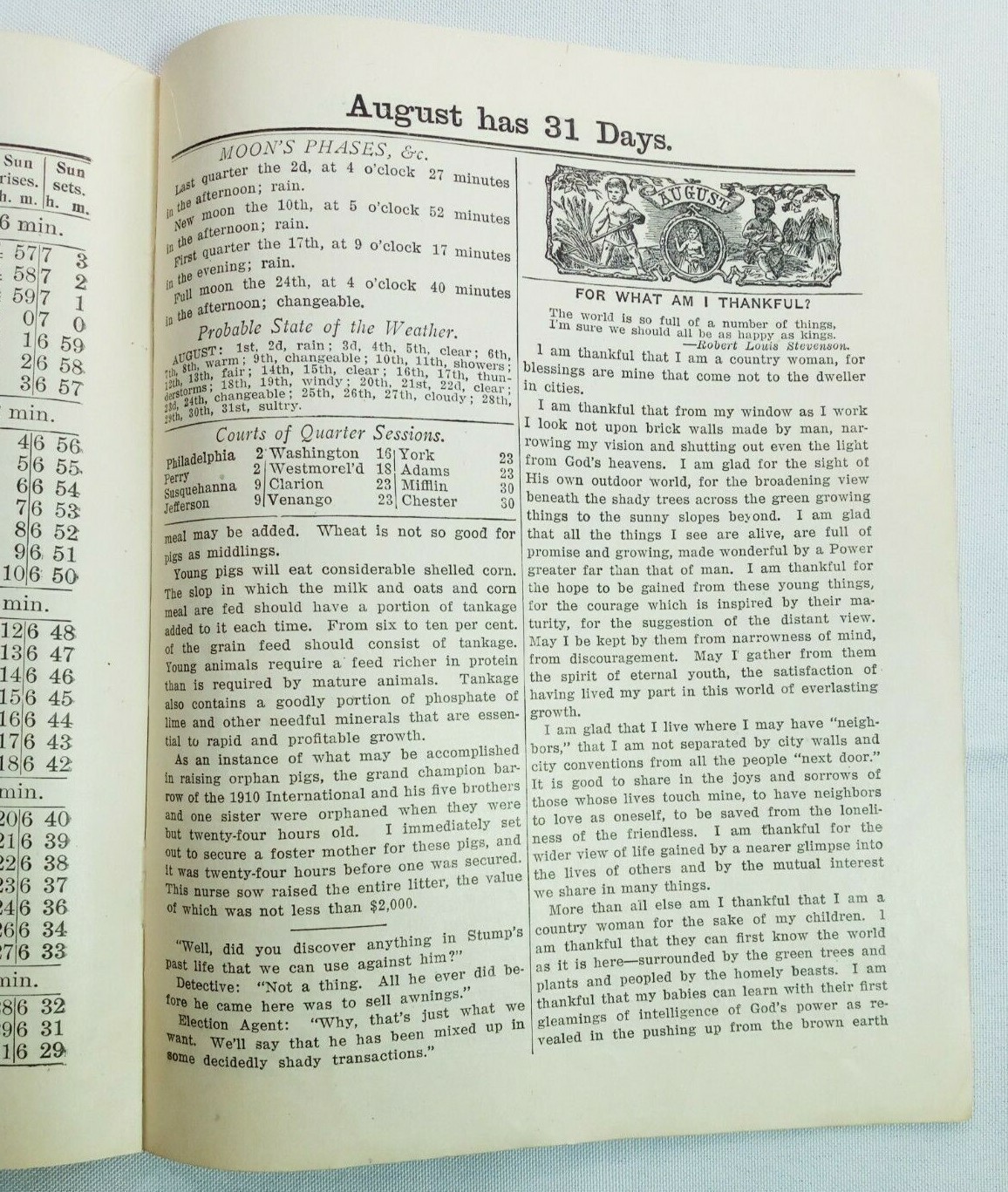 Vintage 1915 John Bear Baer’s Agricultural Almanac Lancaster PA Antique Farmers