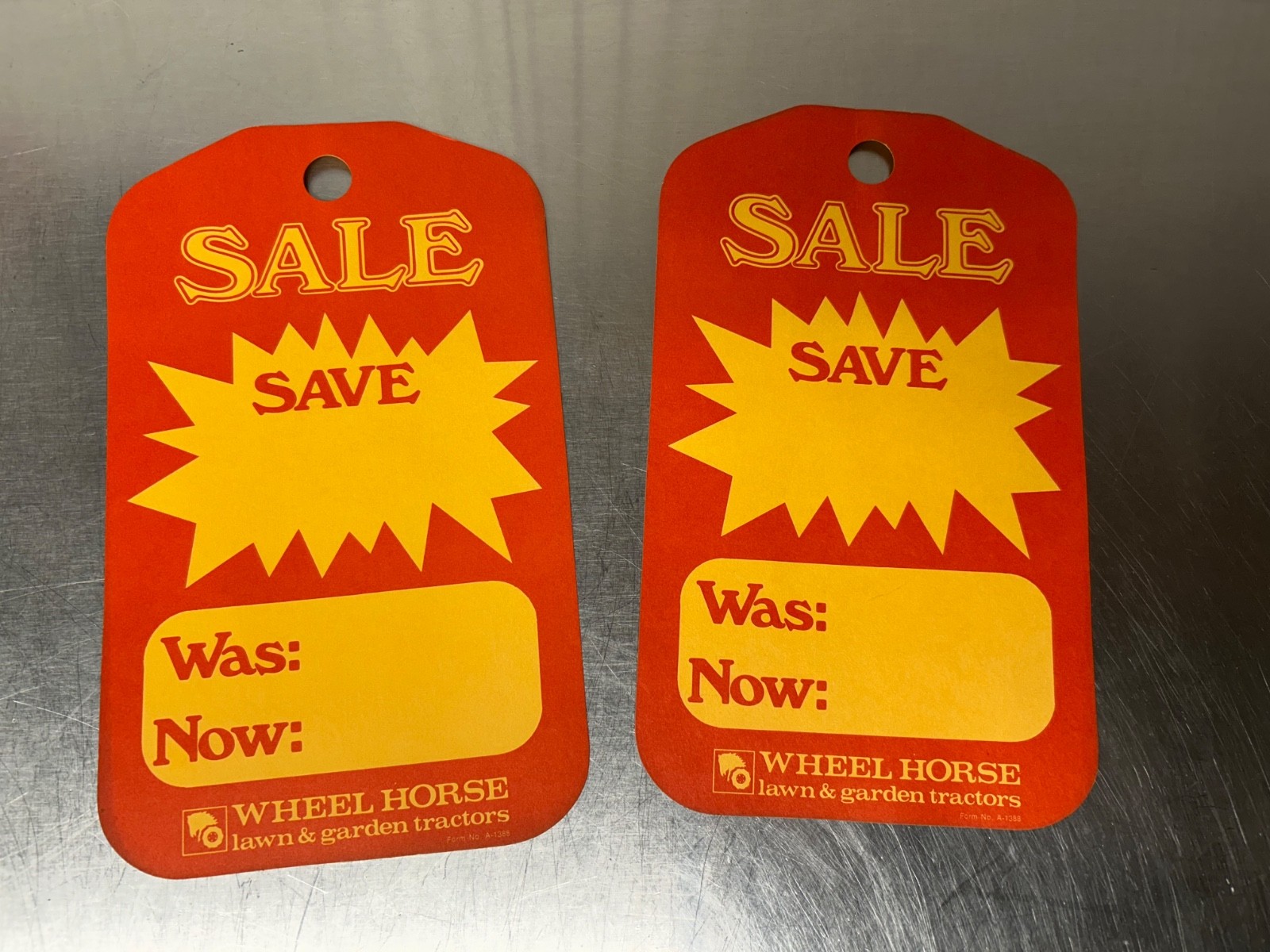 NOS Wheel Horse Dealer Price Tag Sale Hanger Tag 1970’s