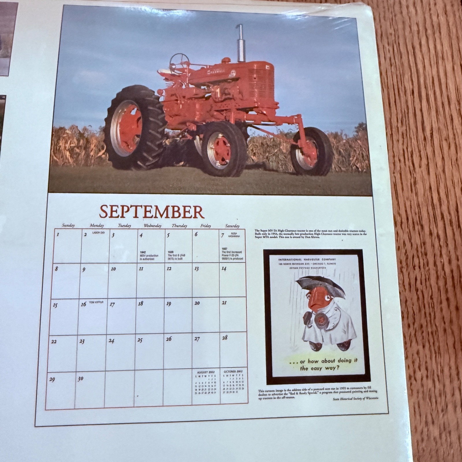 Vintage 2002 Farmall Tractors Calendar. New in Shrinkwrap.