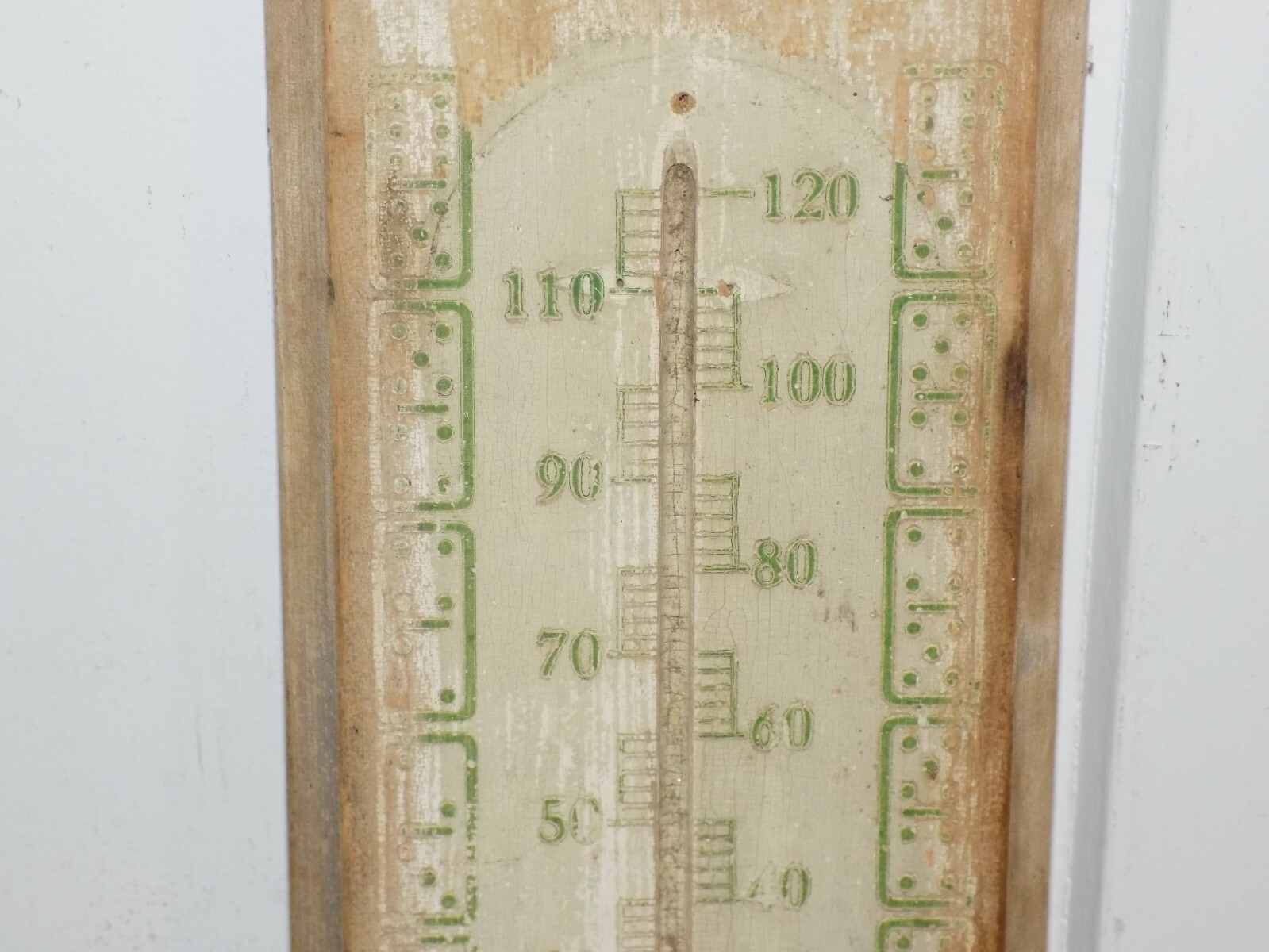 Vintage Domino Feeds Large Wood Thermometer