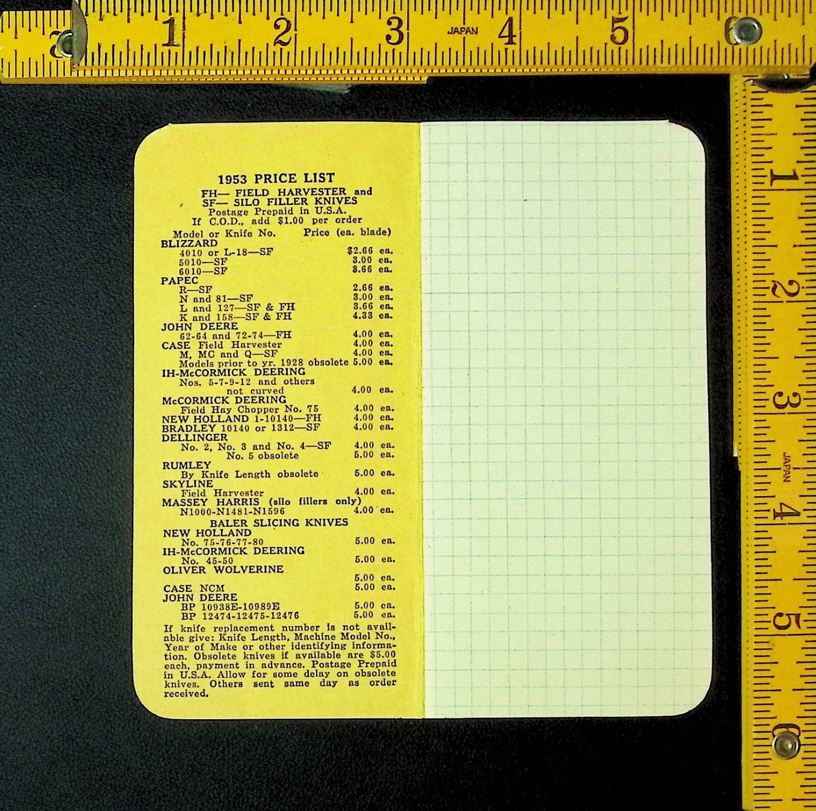 1953 Agricultural Knives Notebook & Calendar – Baldwinsville, N.Y.
