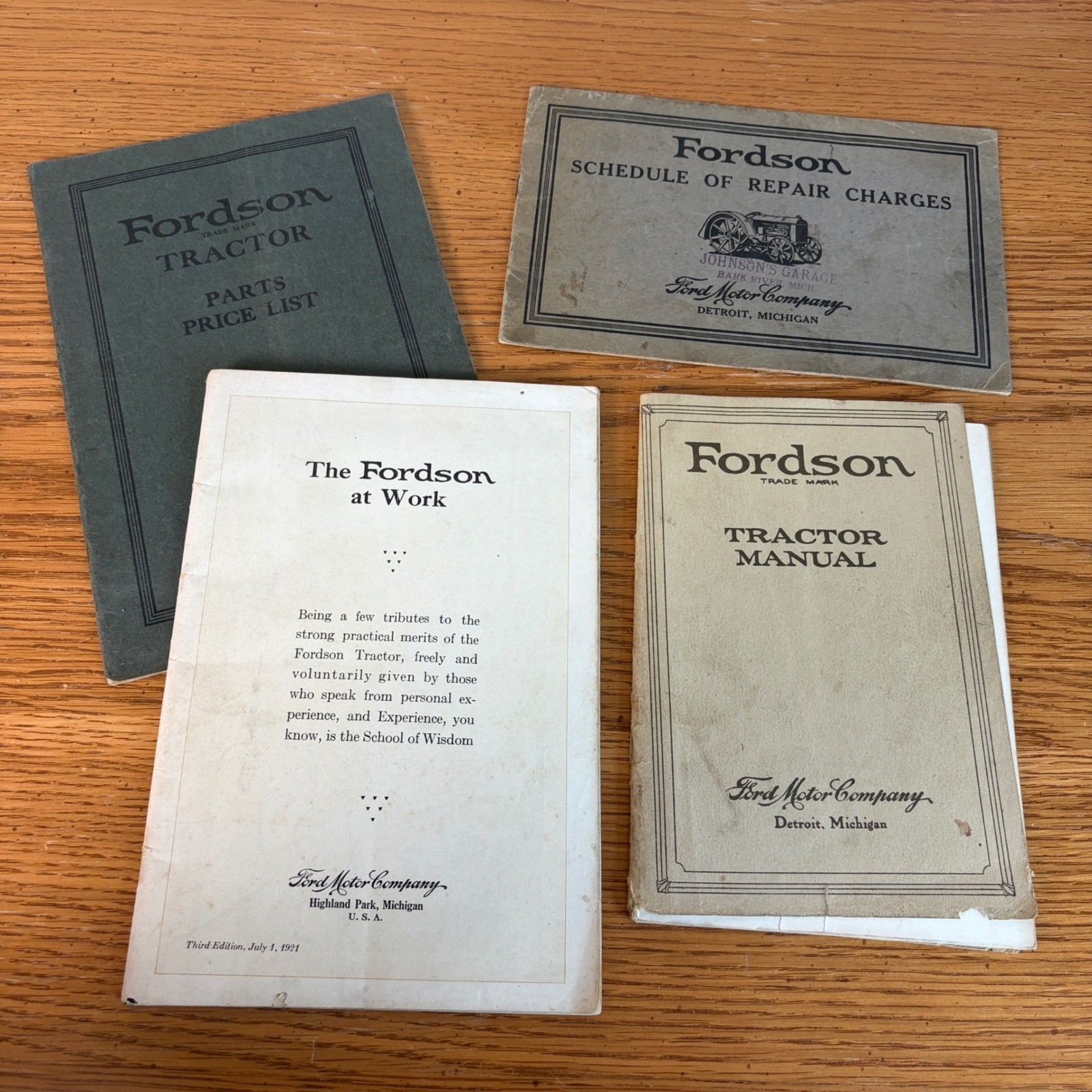 Vintage 1921 Fordson Tractor Manuals Parts List Schedule of Repair Charges Lot 4