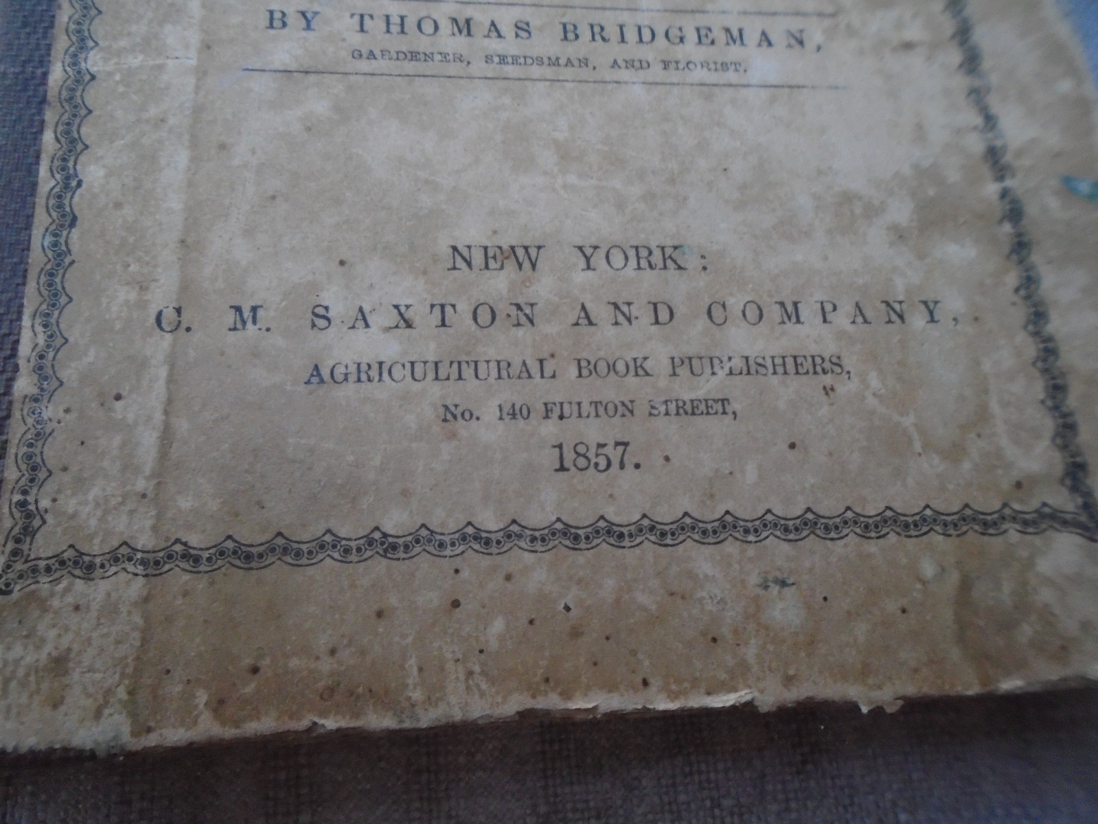 Rare 1857 Seed Catalogue Kitchen Gardner’s Instructor Thomas Bridgeman New Ed
