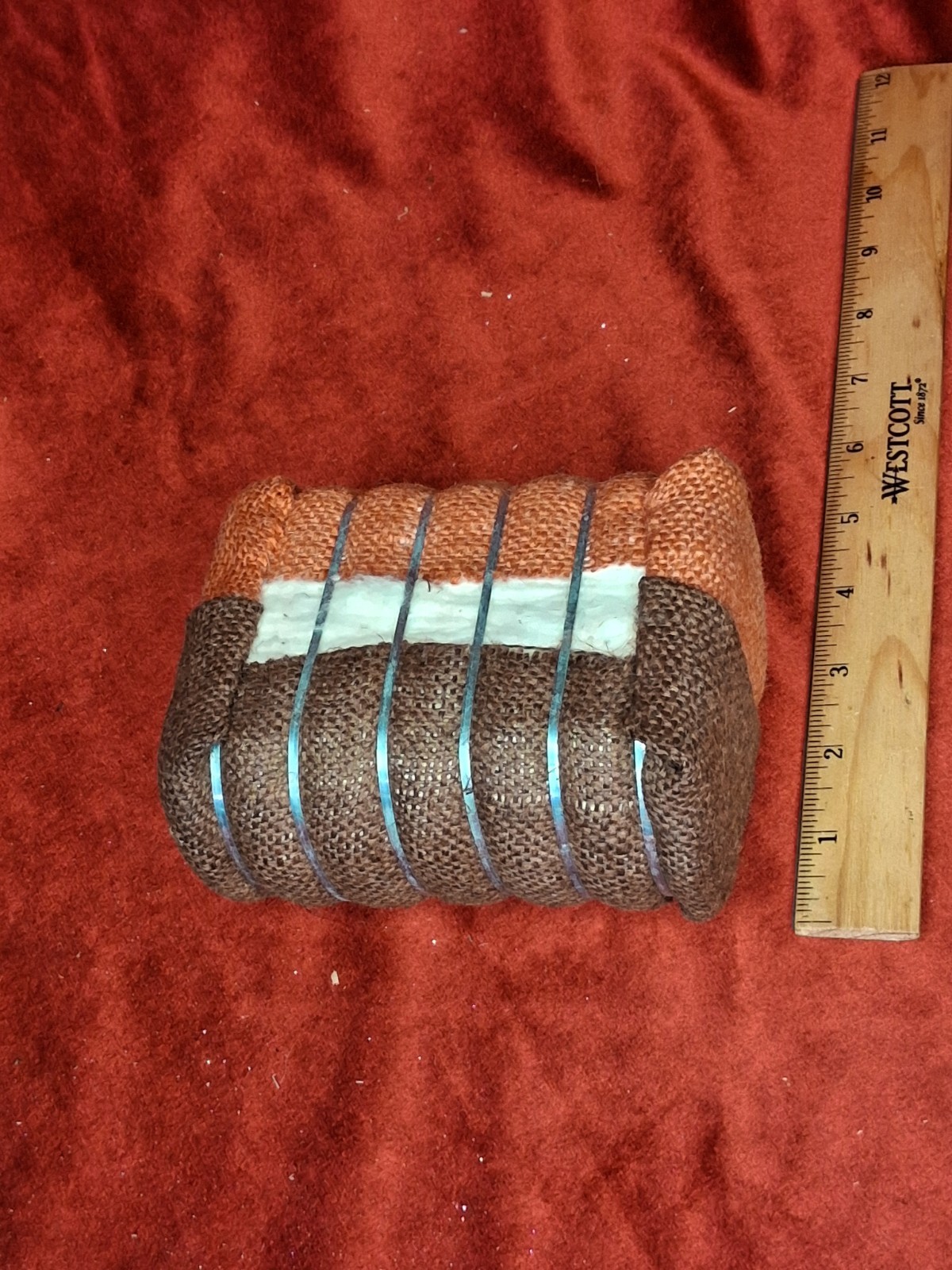 Vintage Miniature Cotton Bale Souvenir Advertising Paperweight Sample Rustic 6″