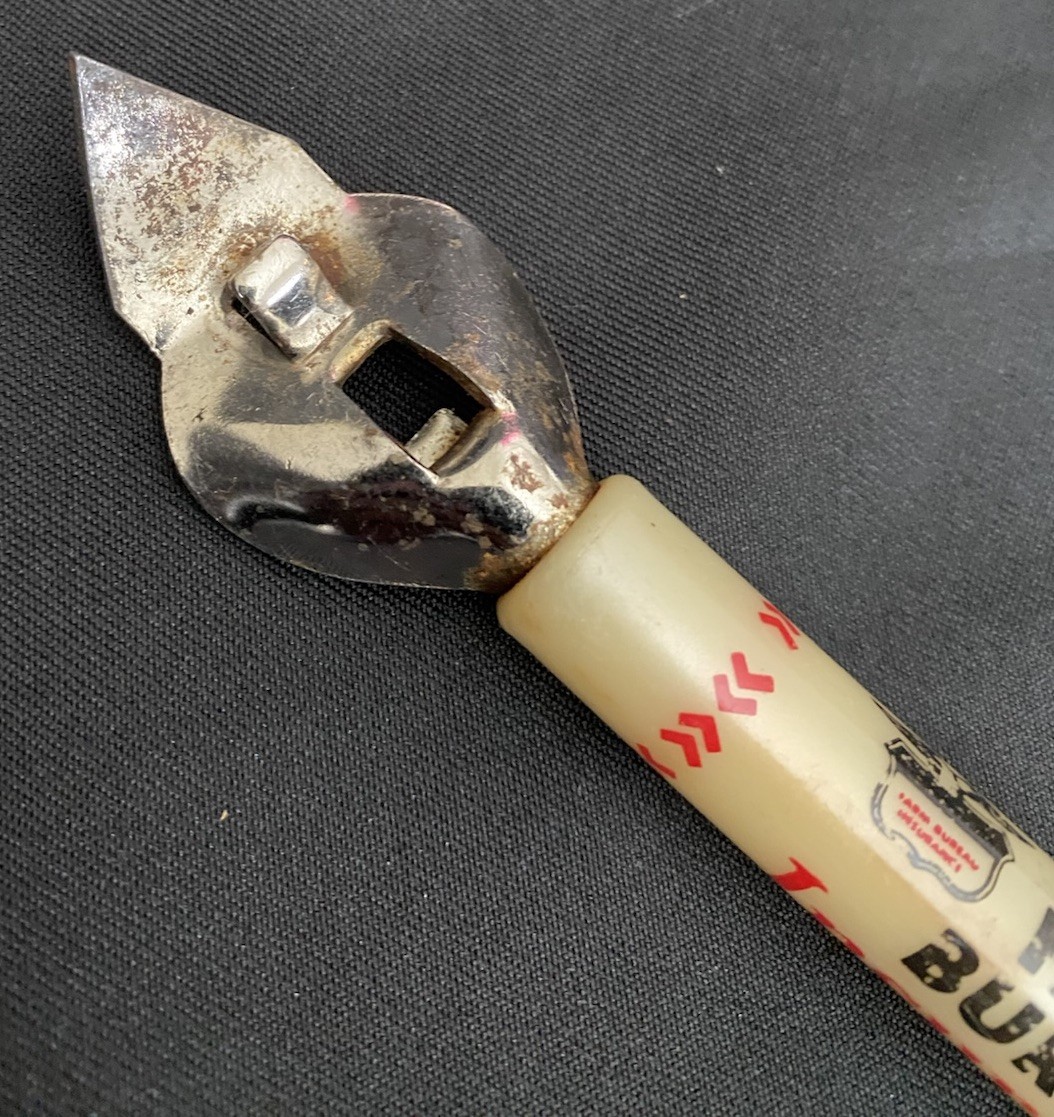 Vintage Farm Bureau 6″ Bottle Can Opener Promo Tool with Rusted Top