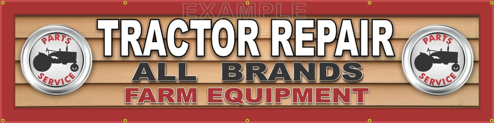 TRACTOR PARTS SERVICE REPAIR SHOP DEALER SIGN BLACK/WHITE/RED BANNER 24″ x 96″