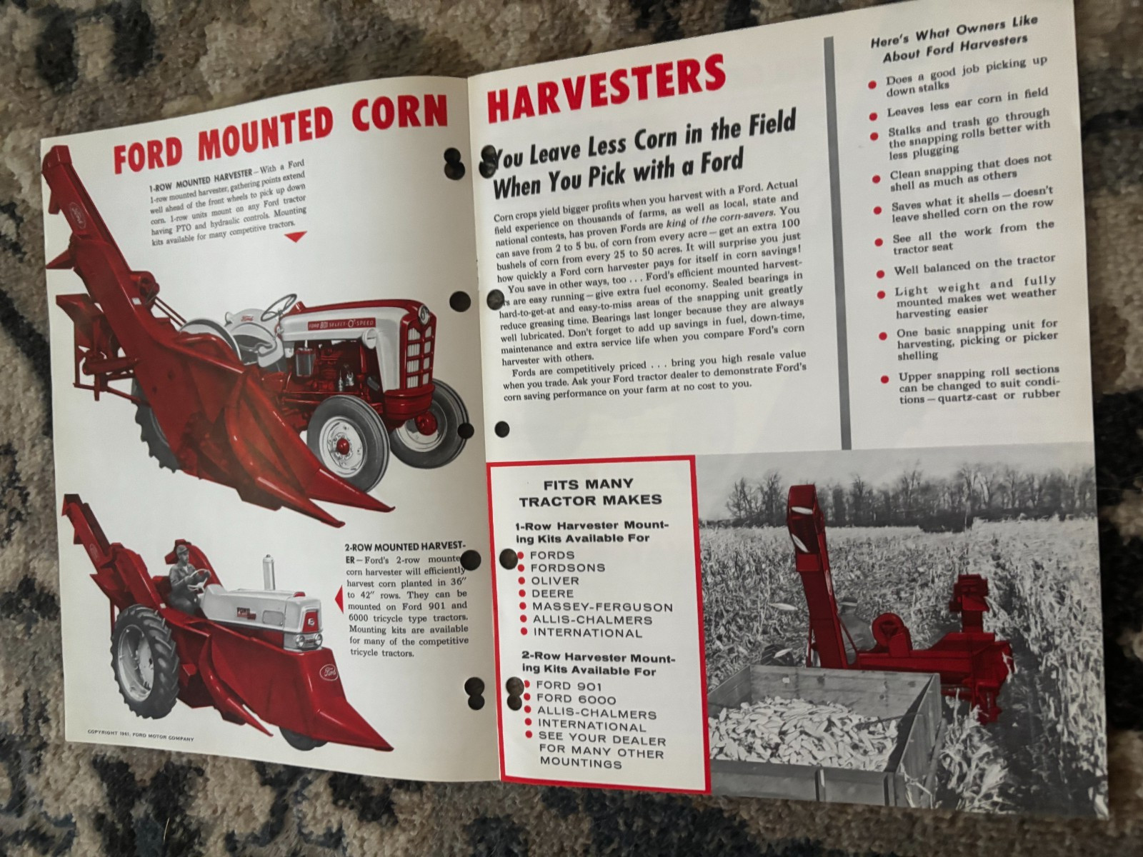 Ford Mounted Corn Pickers Harvester Brochure DCPA26