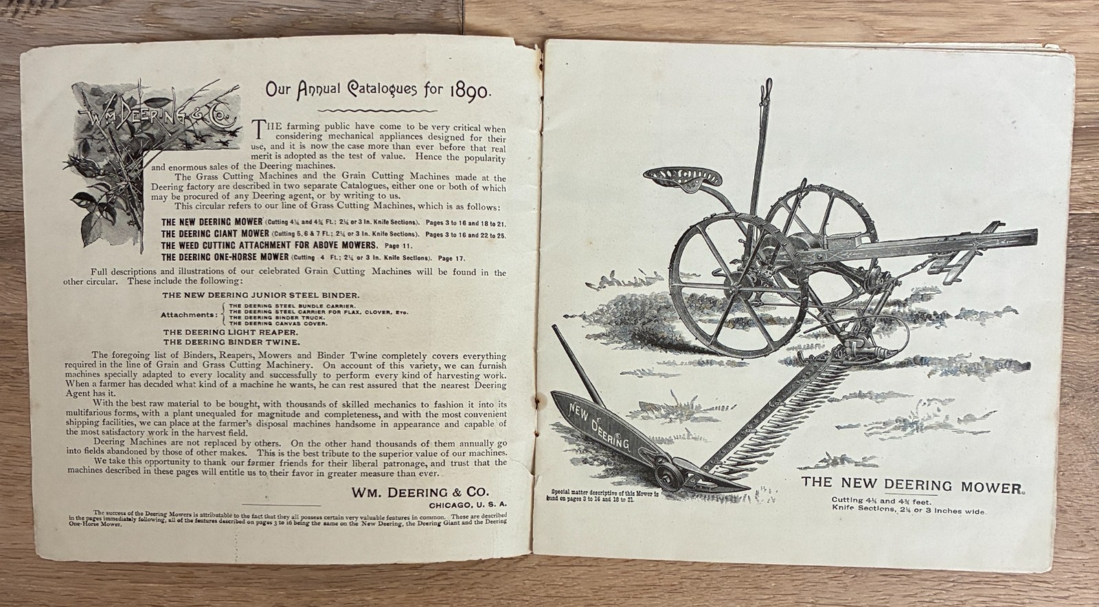 1890 Deering Grass Cutting Machinery Original Catalog