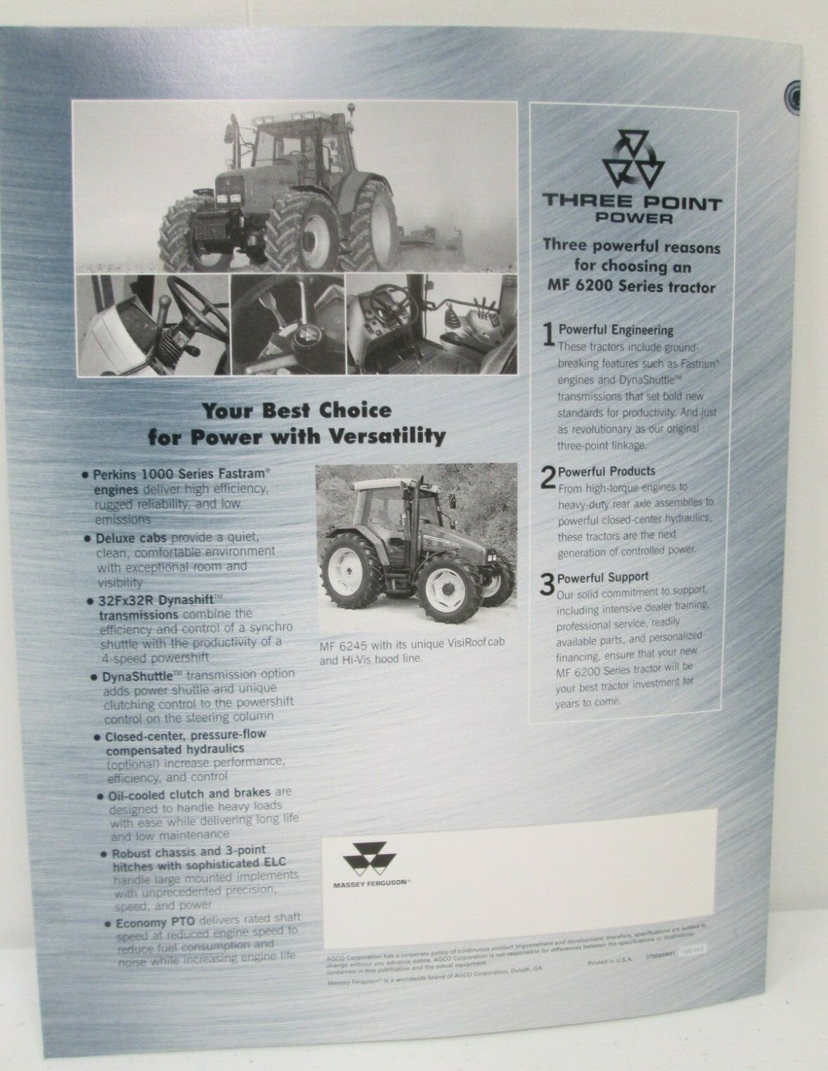 Massey Ferguson MF 6200 Five Series 75-120 hp Cab & Platform Tractors Brochure