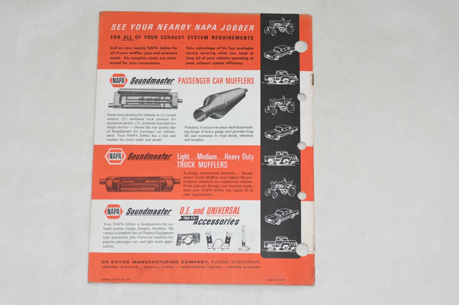1965 NAPA Soundmaster Tractor Muffler Pipes Accessories Farm Equipment Catalog