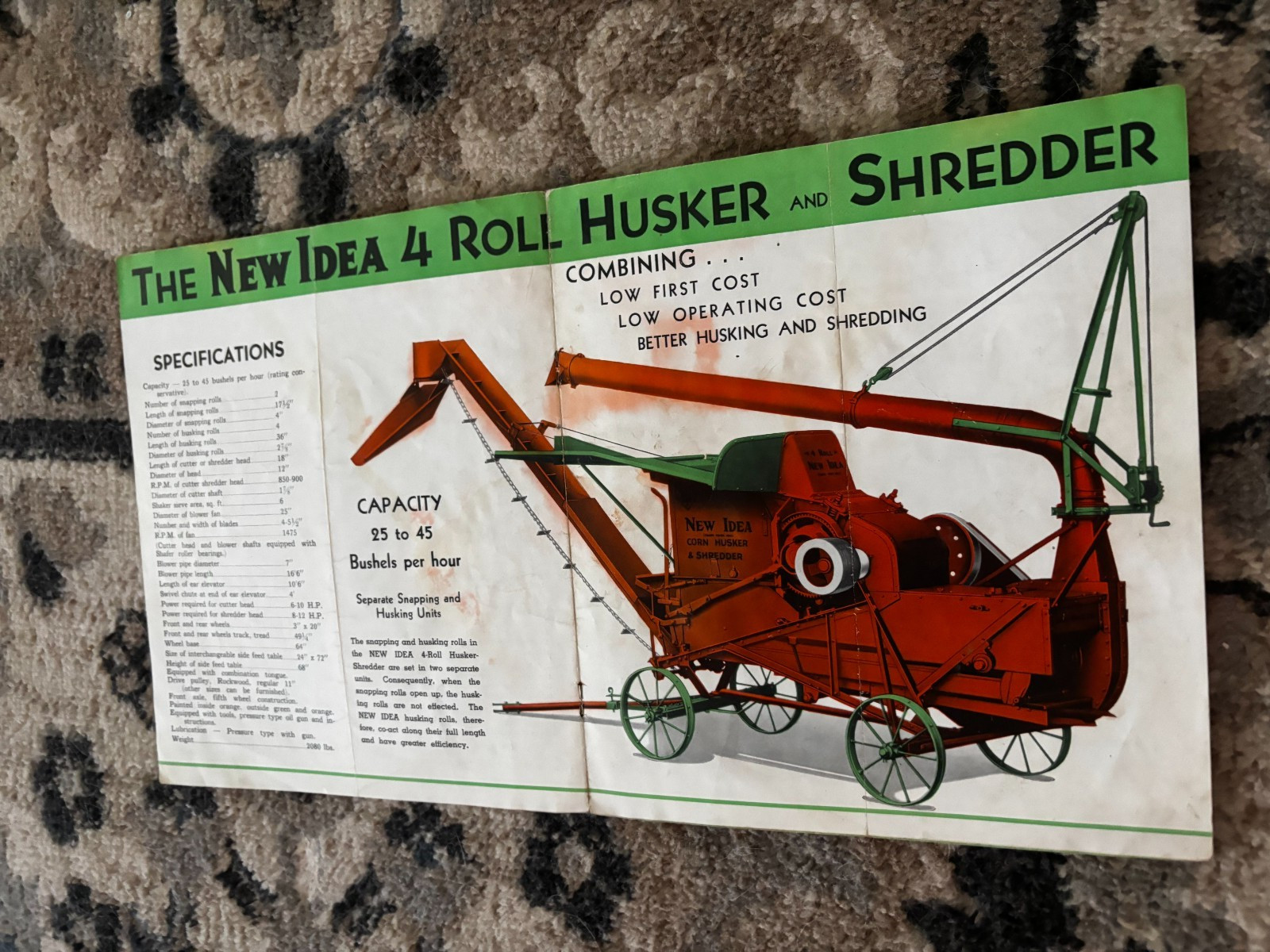 New Idea 4 Roll Husker & Shredder 1937 Brochure DCPA26