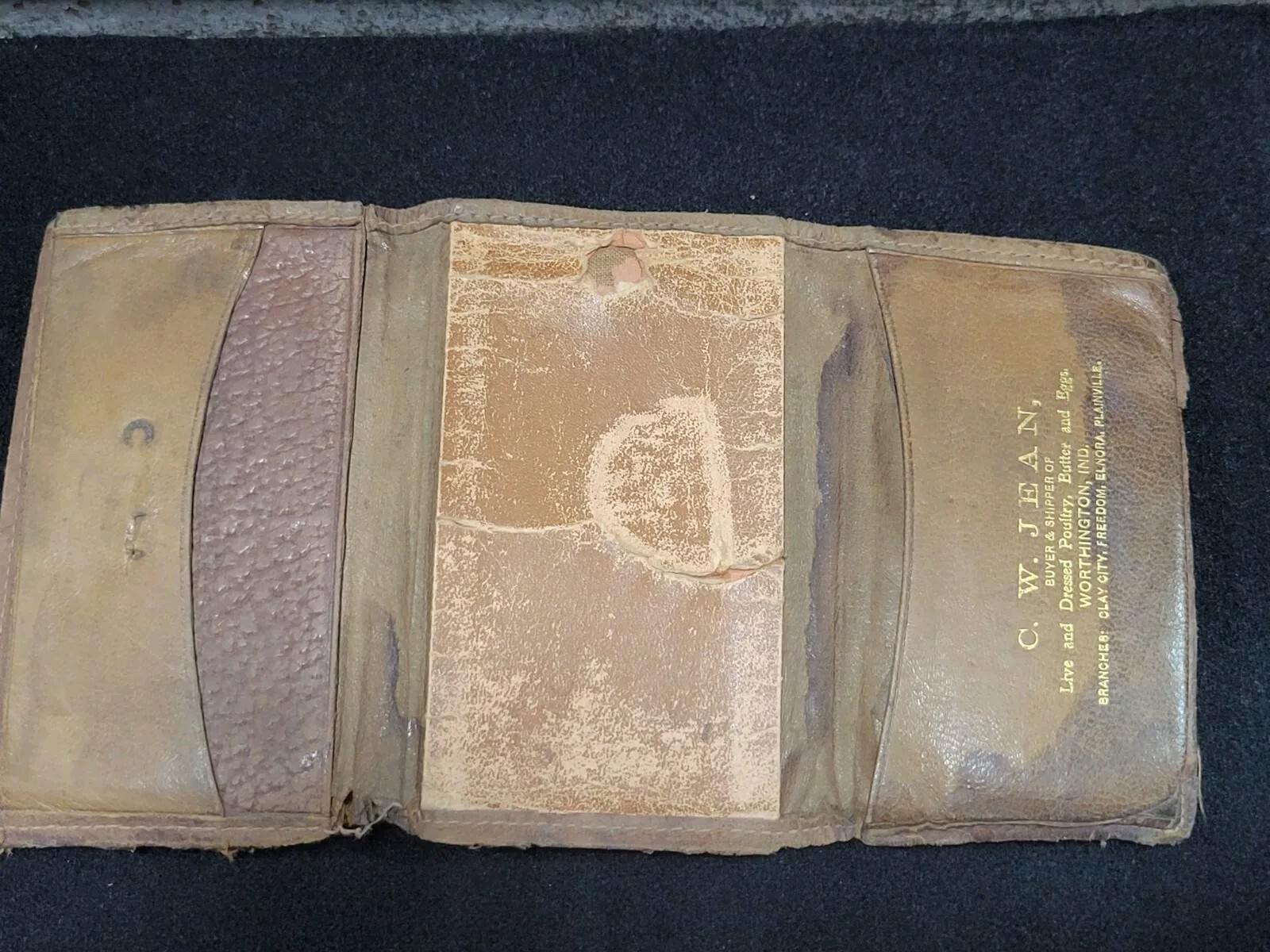 Antique Advertising Wallet CW Jean Poultry Egg Buyers Worthington Elnora Indiana