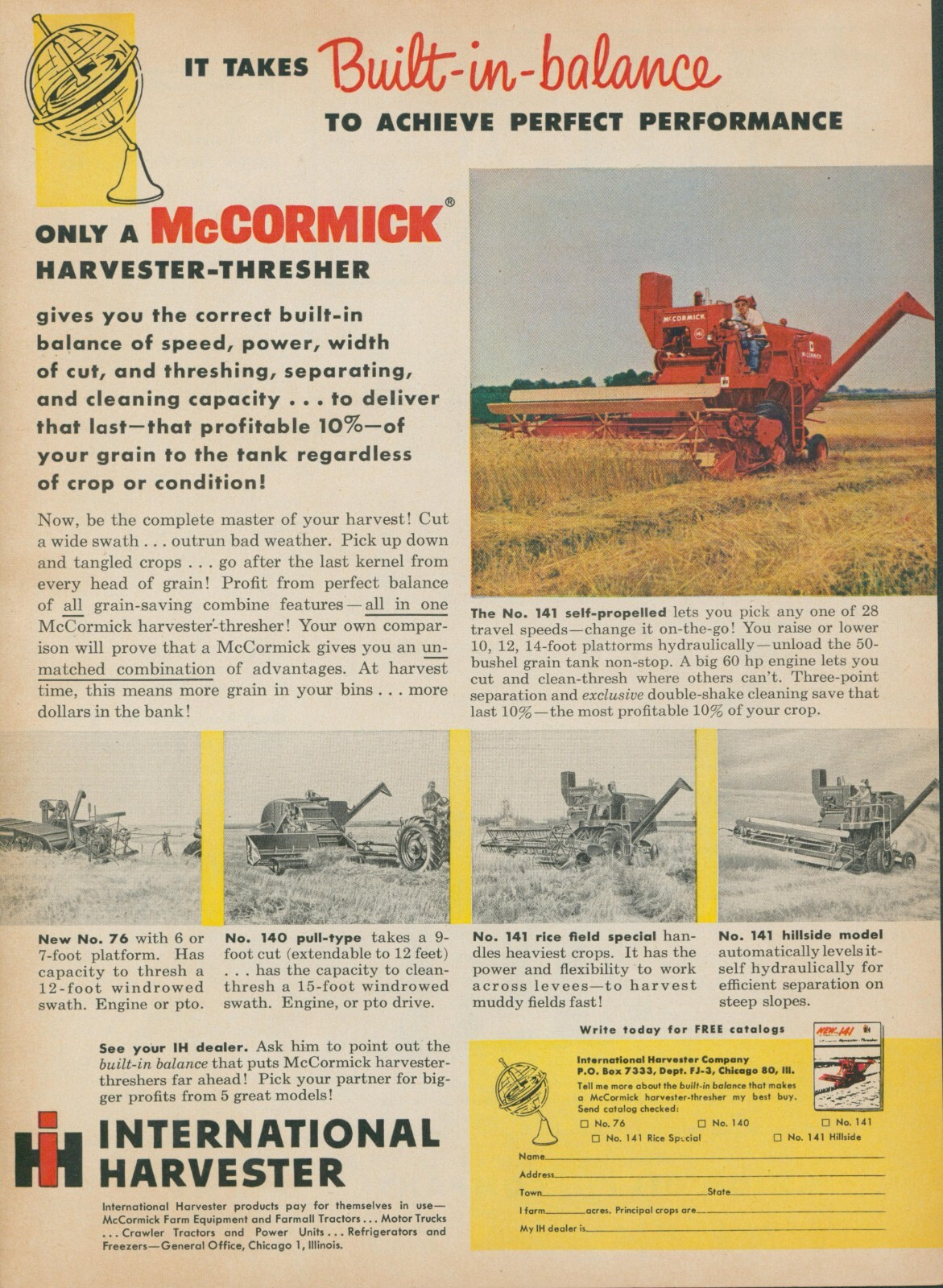 1955 McCormick Harvester Thresher International Harvester Vintage Print Ad FJ1