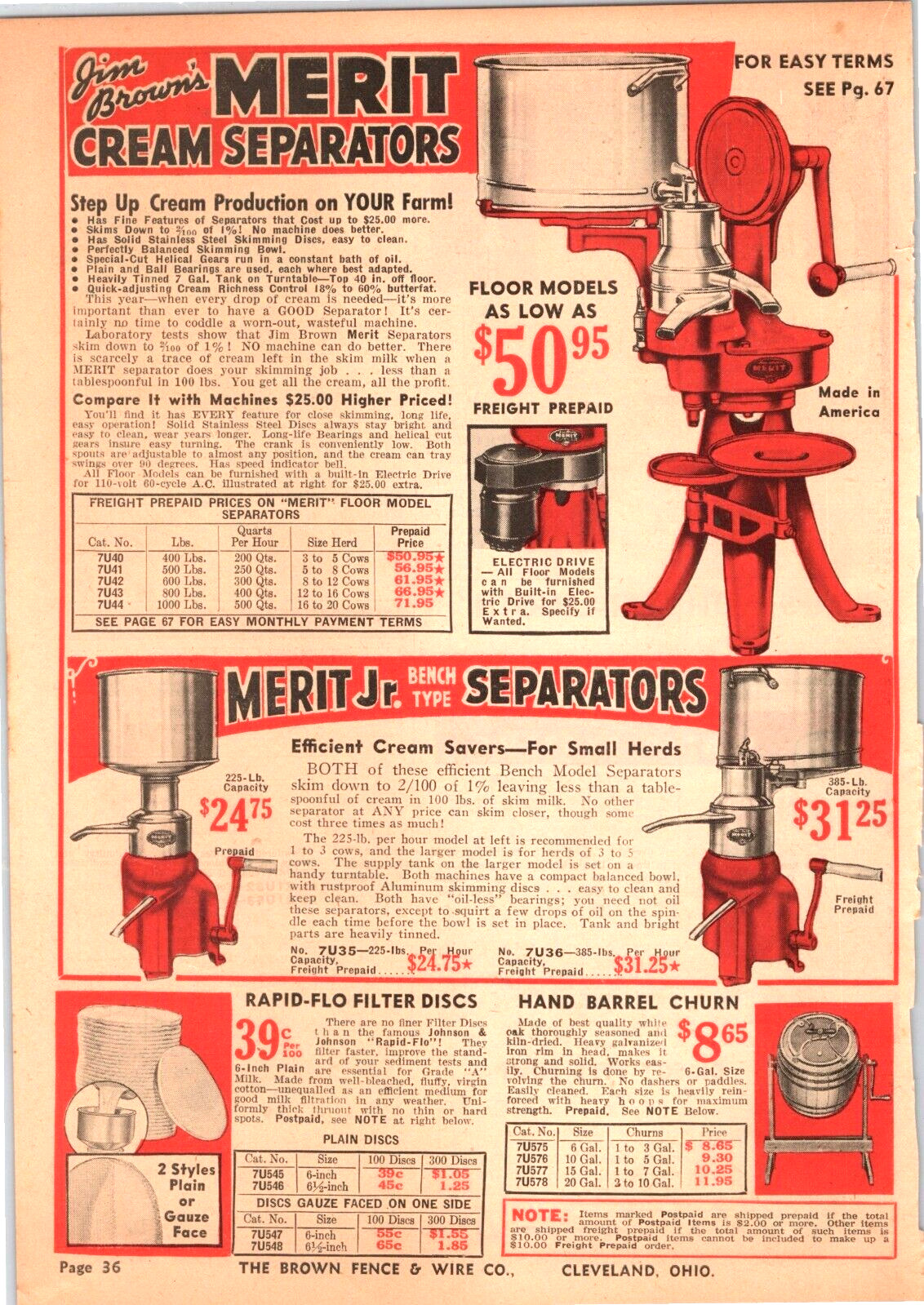 1943 Print Ad MERIT CREAM SEPARATORS 9.5″ x 6.5″ Jim Brown product