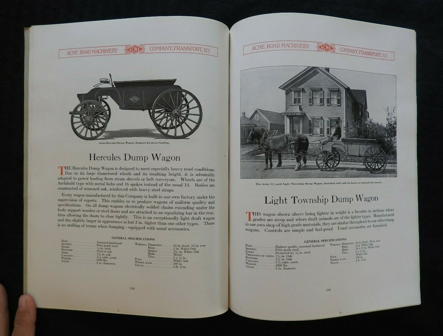 1927 ACME MACHINERY COMPANY “ROAD GRADERS” CATALOG BROCHURE TANKERS FRANKFORT NY